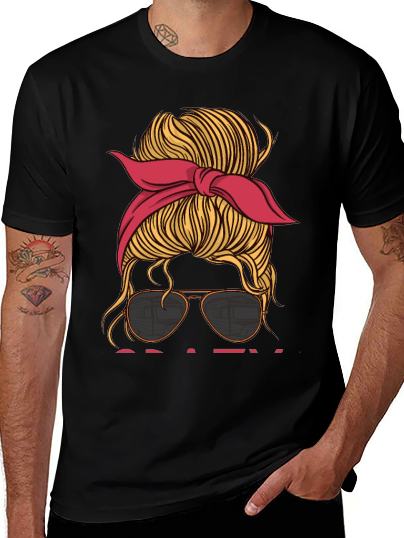 Variant 12 of Messy Bun Aviator Sunglasses Graphic T-Shirt