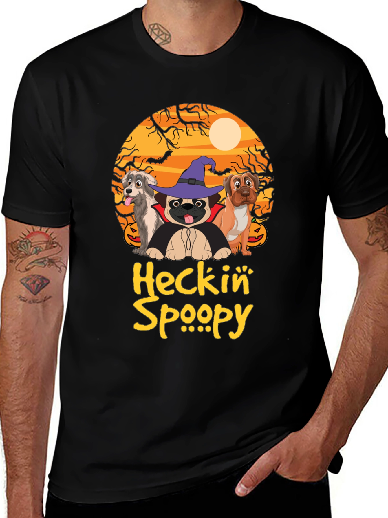Heckin Spoopy Halloween Dogs Graphic T-Shirt