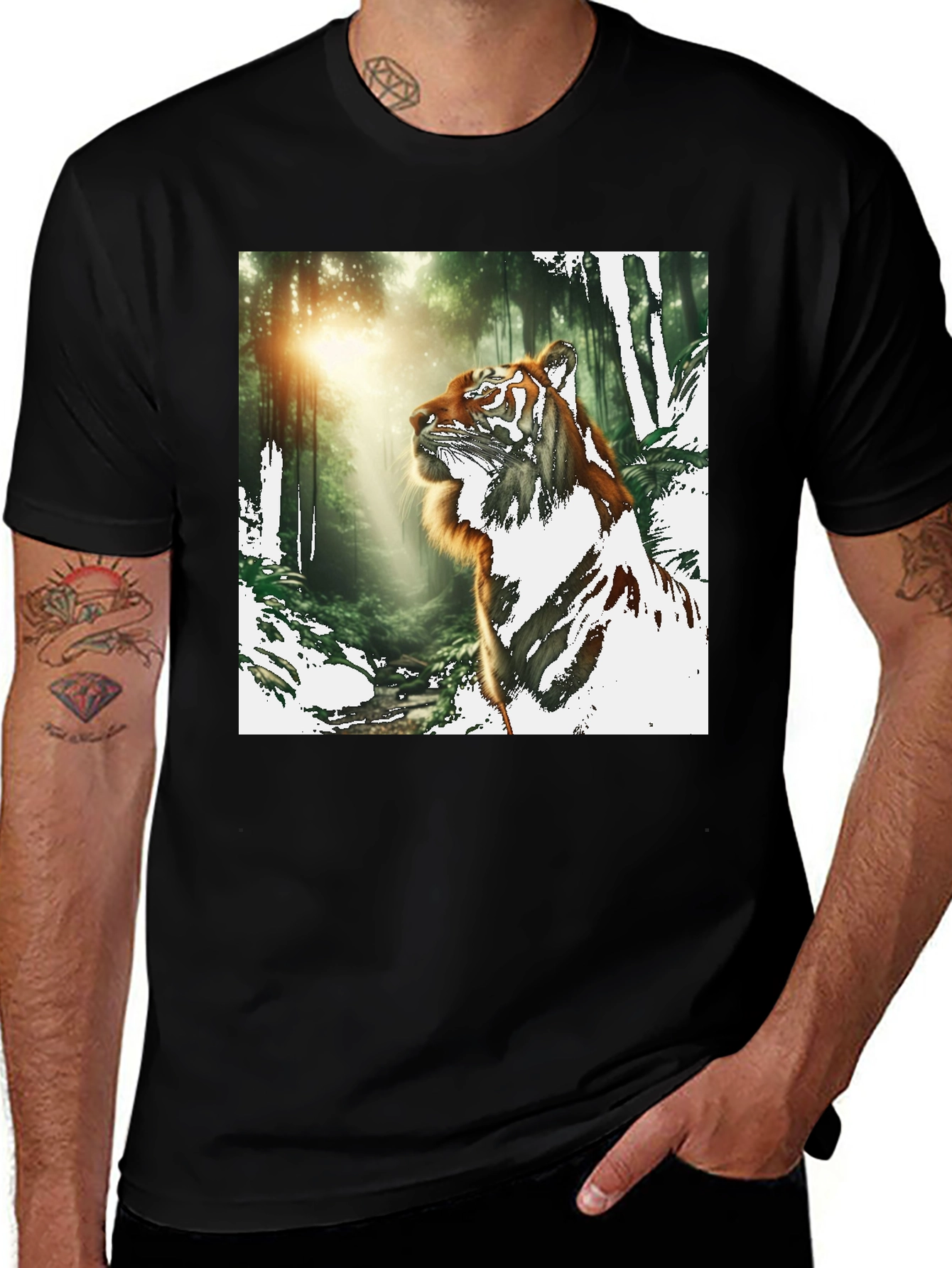 Variant 18 of Tiger in Forest Graphic T-Shirt