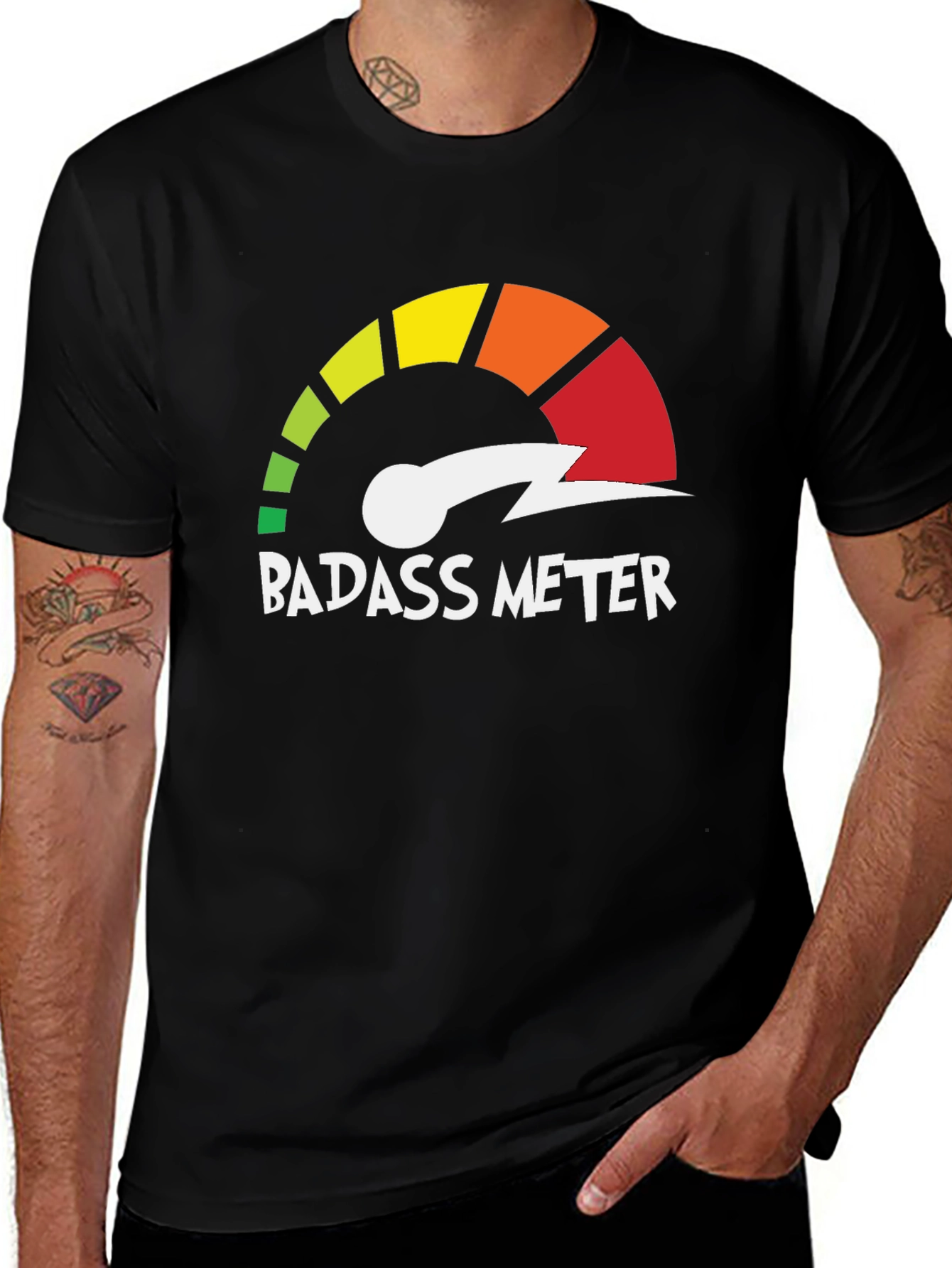 Variant 17 of Badass Meter Graphic T-Shirt - Unleash Your Inner Confidence