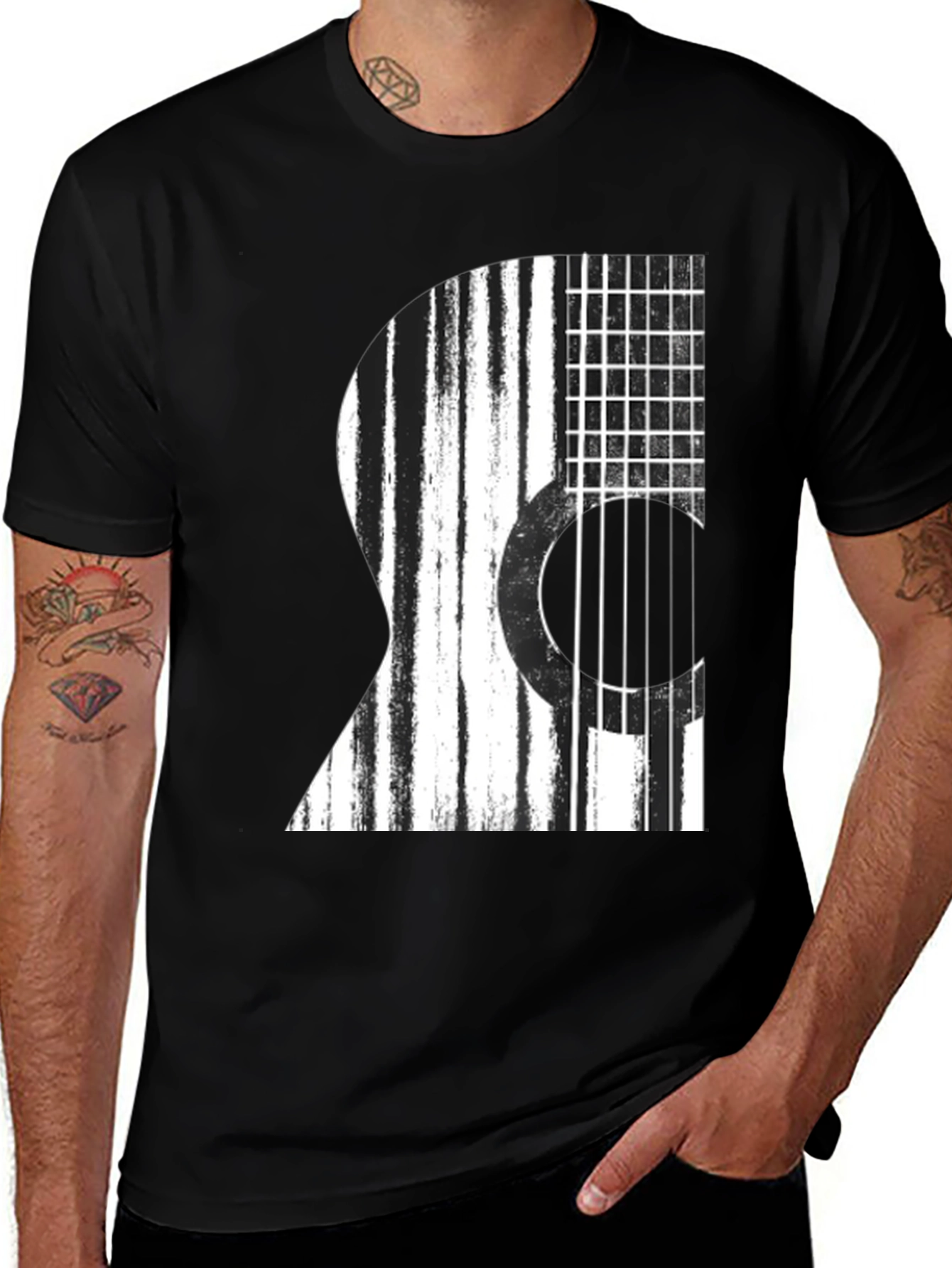 Variant 19 of Guitar Graphic Black T-Shirt
