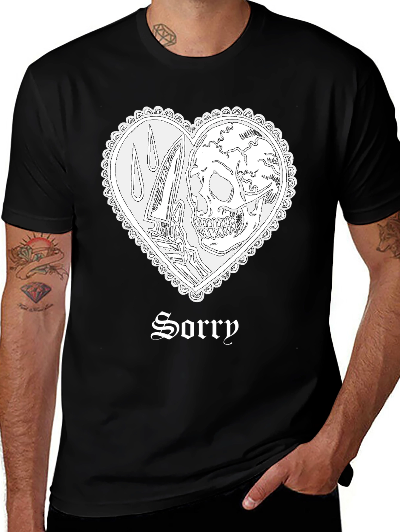 Variant 9 of Sorry Skull Heart T-Shirt - Edgy Graphic Tee