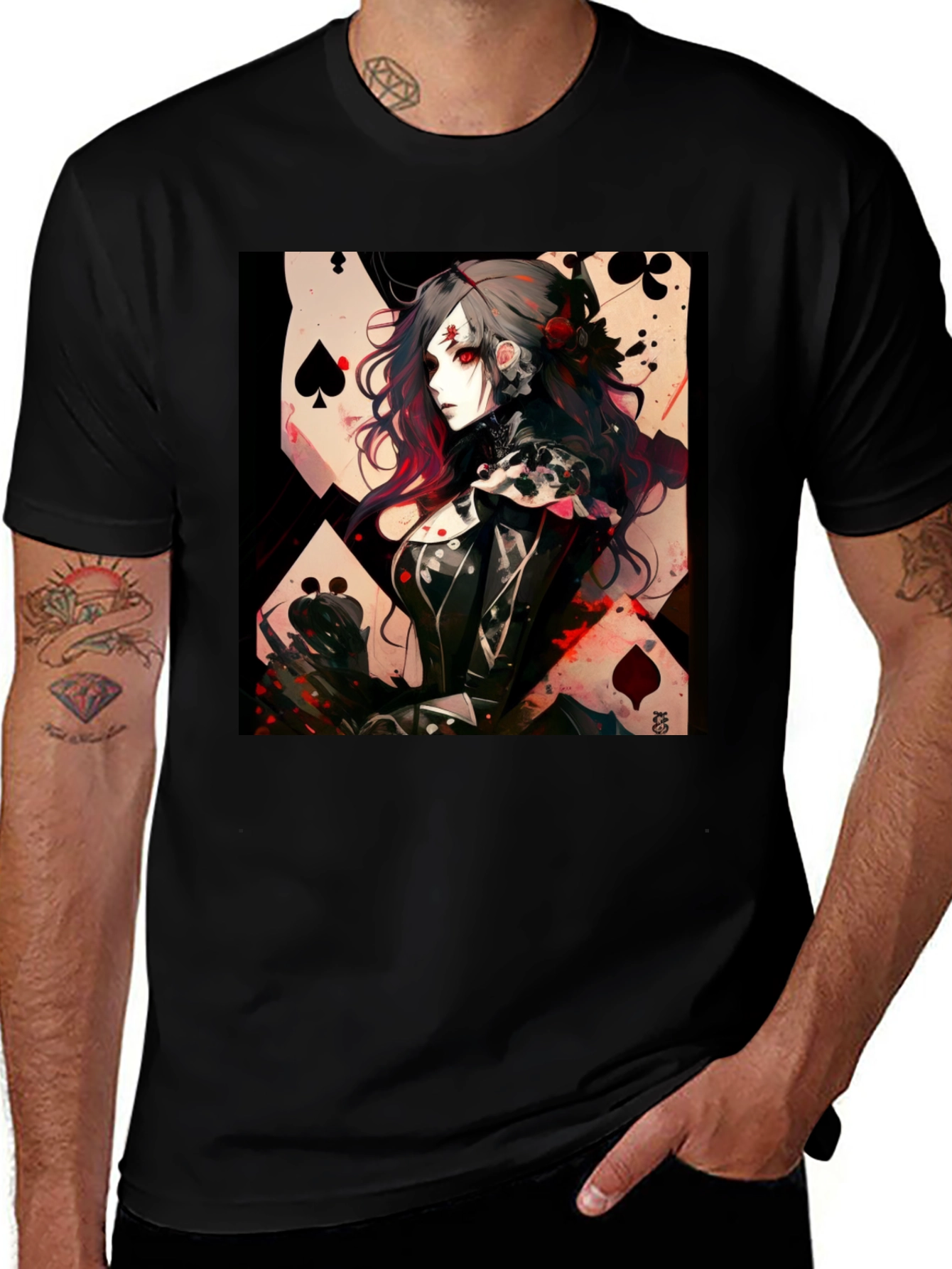 Queen of Spades Graphic Tee - Bold Anime Style