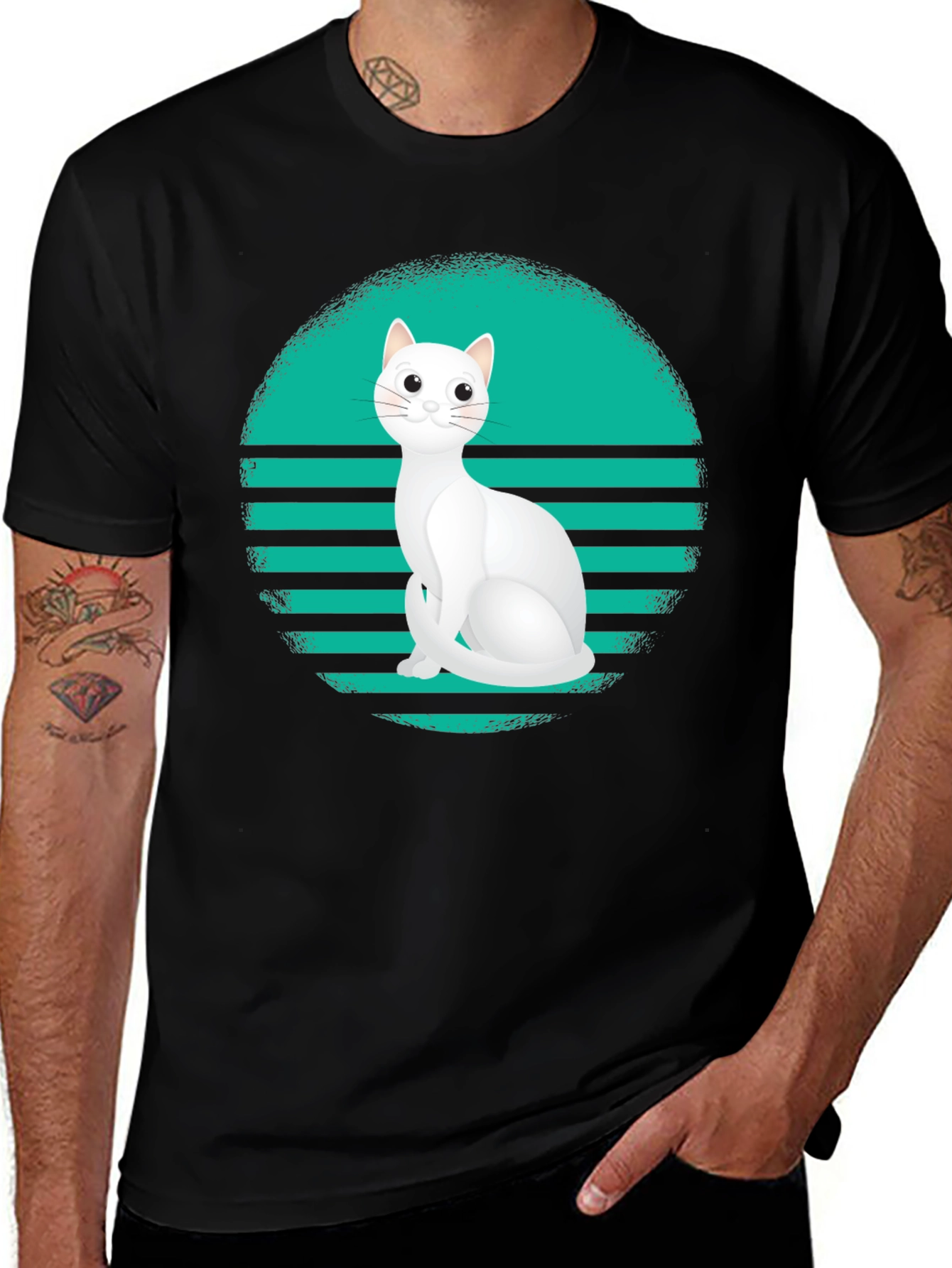Variant 14 of Cool Cat Retro T-Shirt - Black