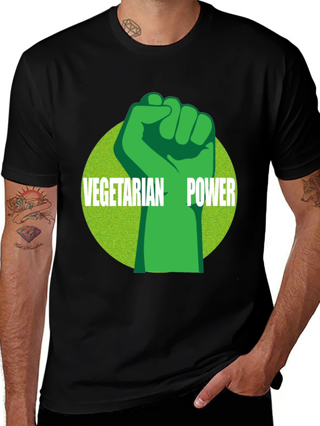 Vegetarian Power Graphic Tee - Black
