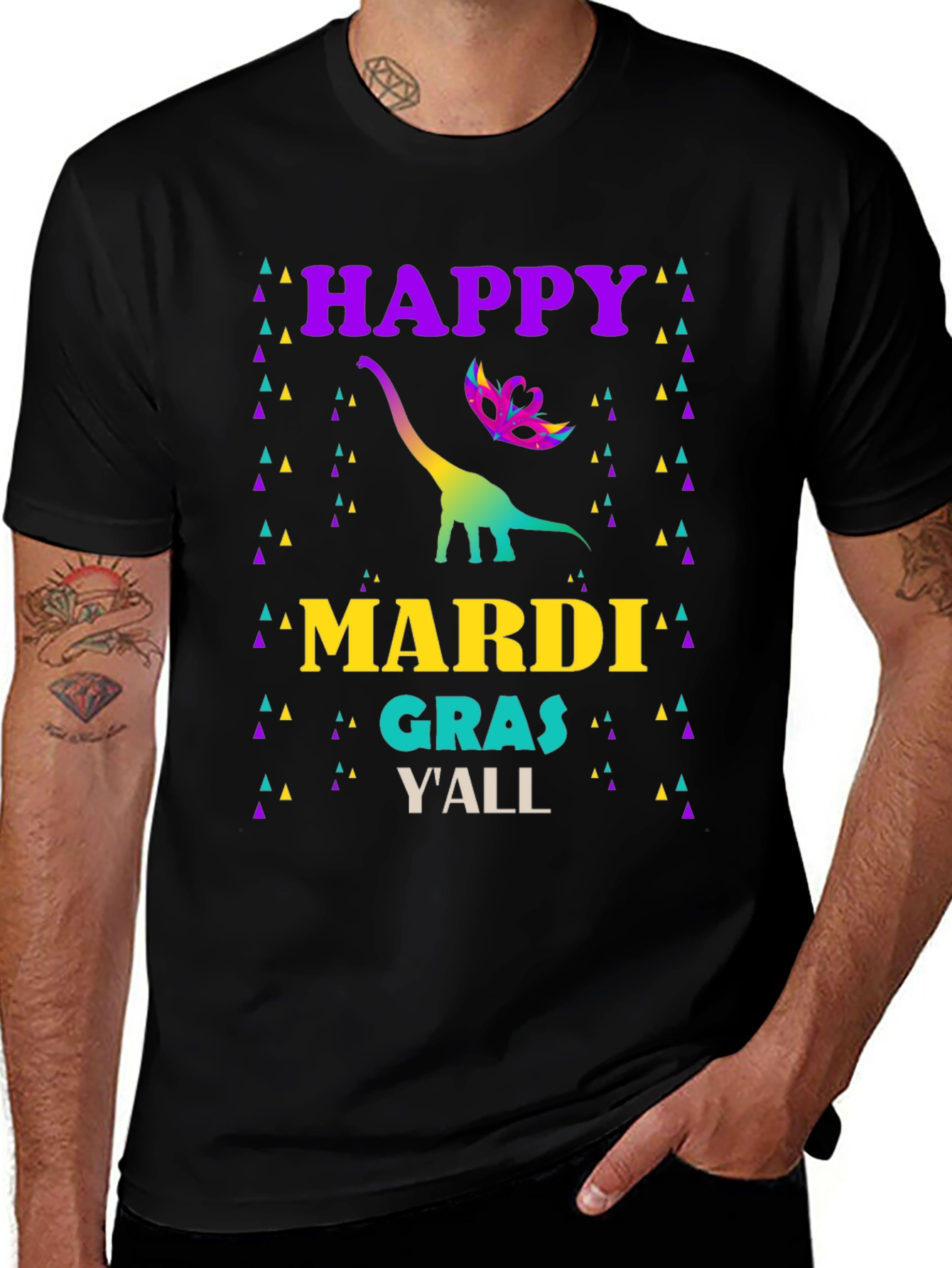 Variant 2 of Happy Mardi Gras Dinosaur T-Shirt