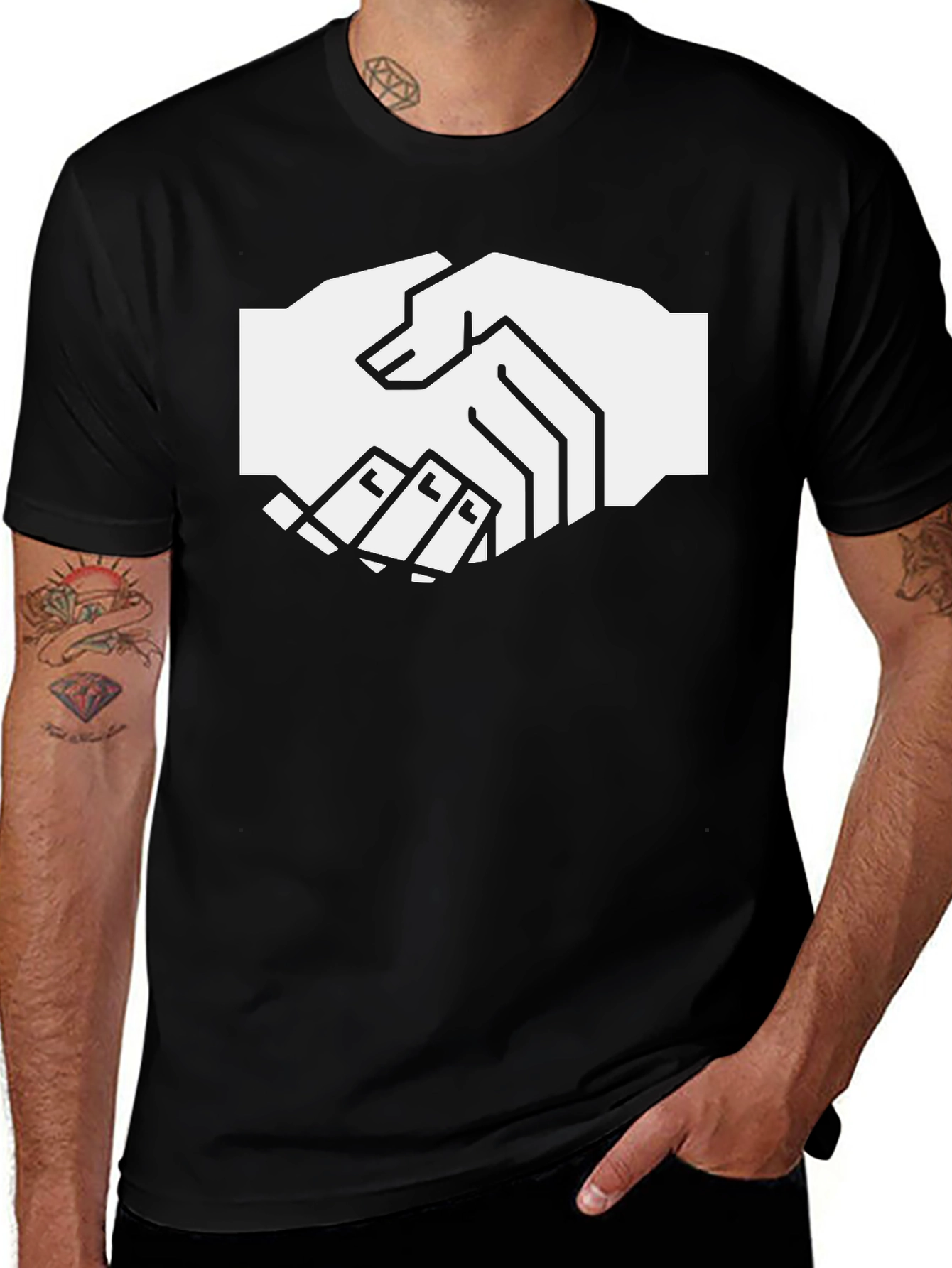 Variant 12 of Handshake Graphic Black T-Shirt