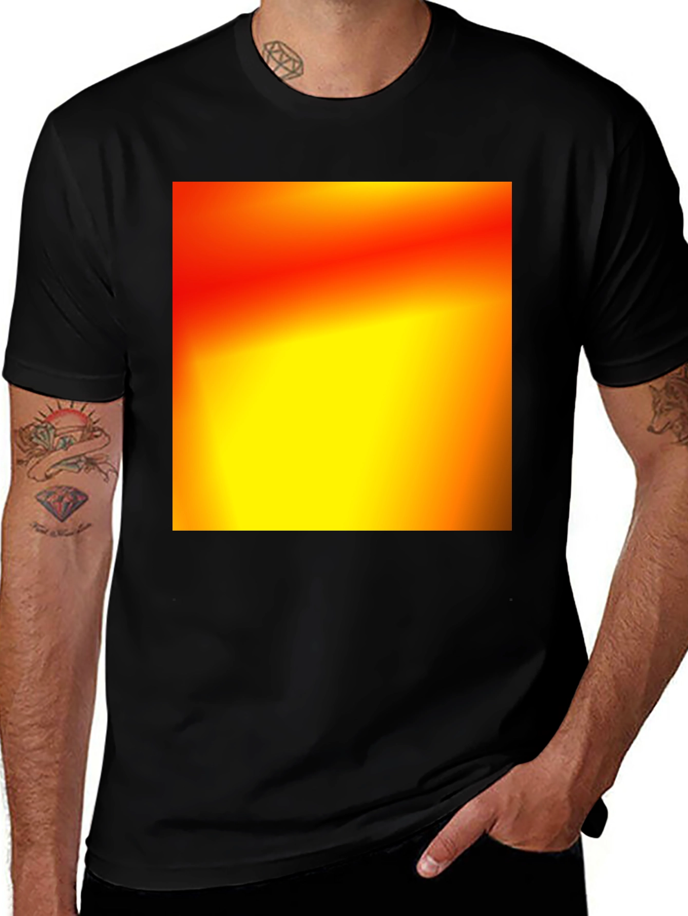 Black Bold Black T-Shirt with Abstract Gradient Design main image