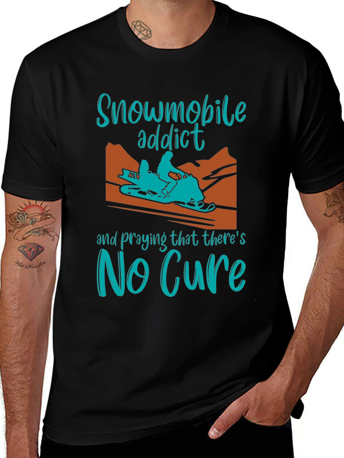 Variant 8 of Snowmobile Addict Graphic Tee - No Cure Needed!