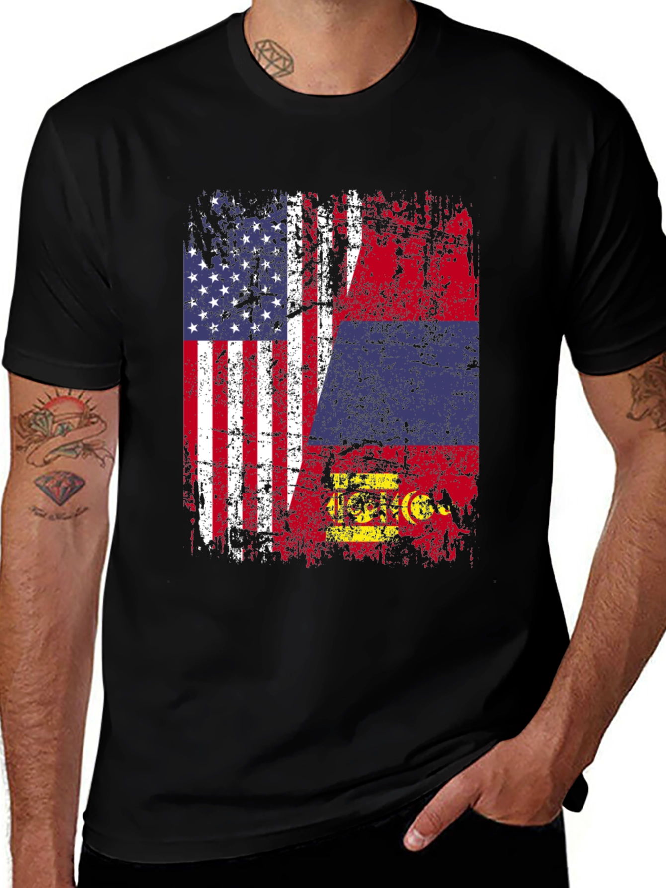 USA & Armenia Flag Graphic T-Shirt
