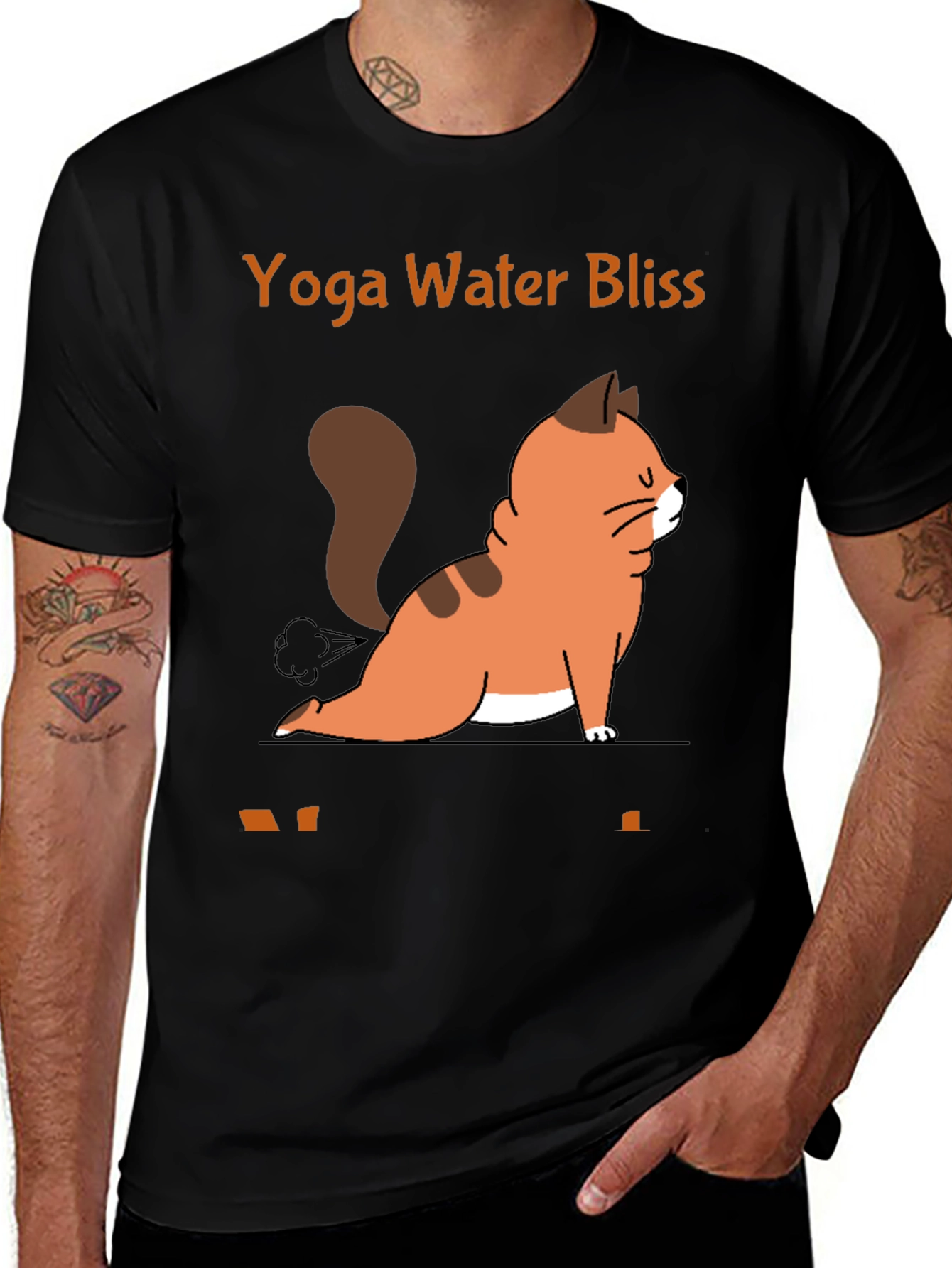 Variant 10 of Yoga Cat T-Shirt - Water Bliss Design