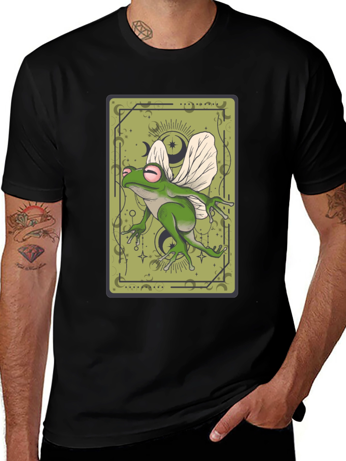 Variant 9 of Whimsical Frog Tarot Card Graphic Tee