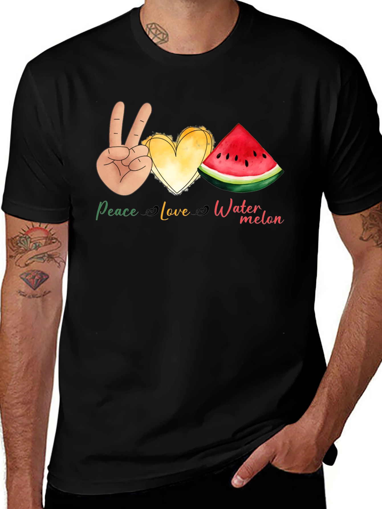 Variant 12 of Peace Love Watermelon Graphic Tee