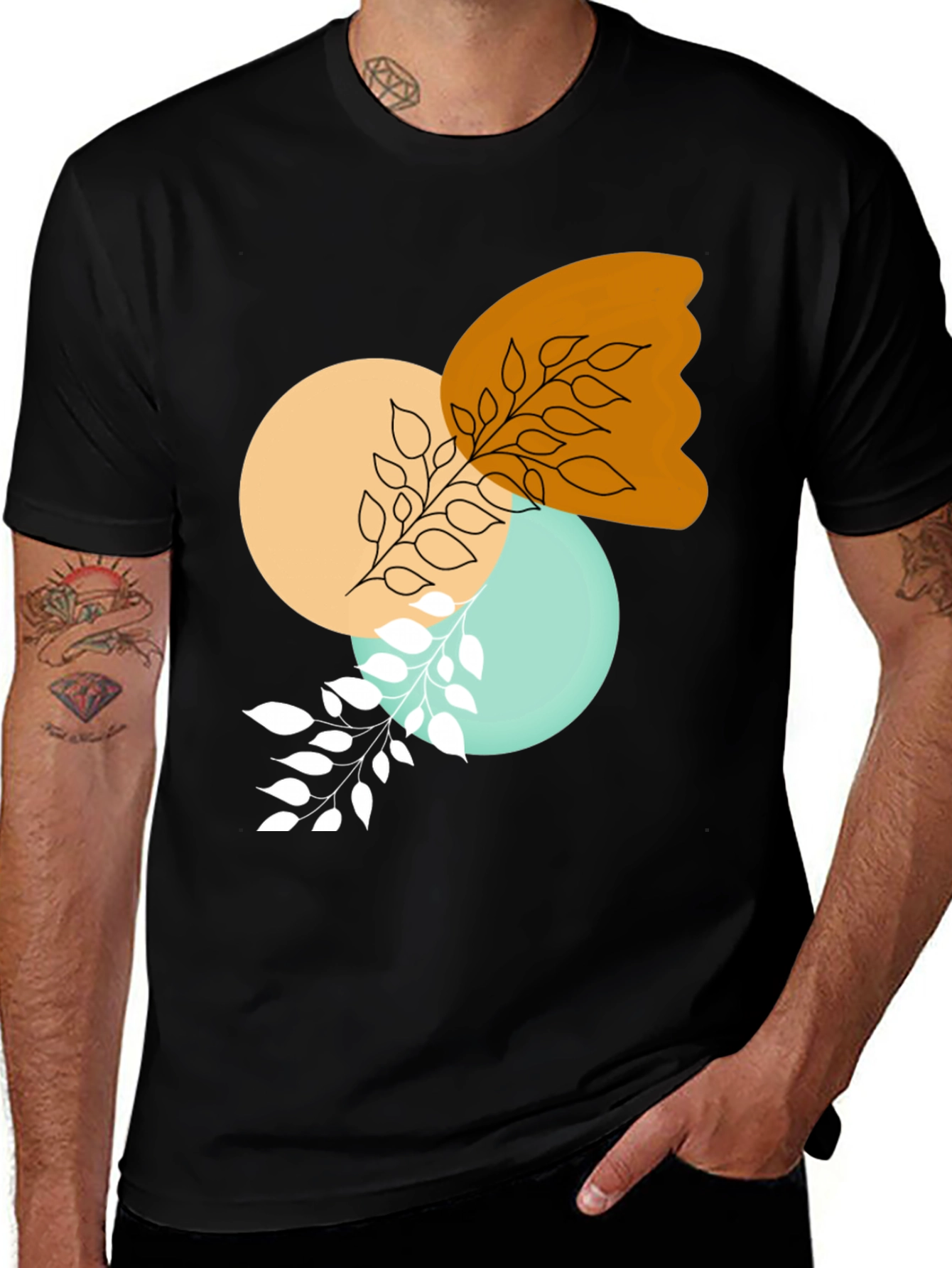 Variant 22 of Modern Abstract Graphic Print Black T-Shirt