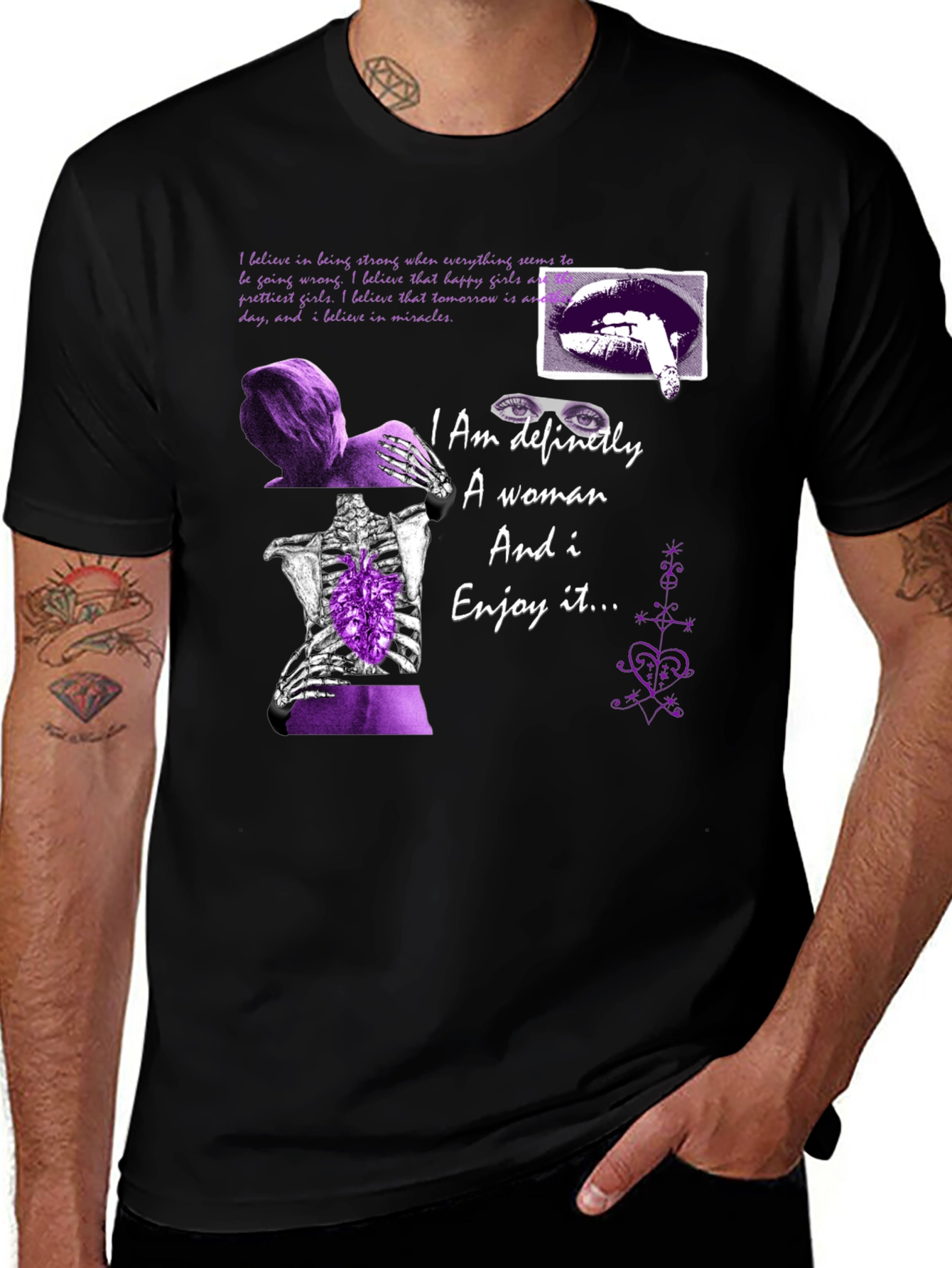 Variant 5 of Edgy Purple Graphic Tee - "I Am Definitely A Woman"