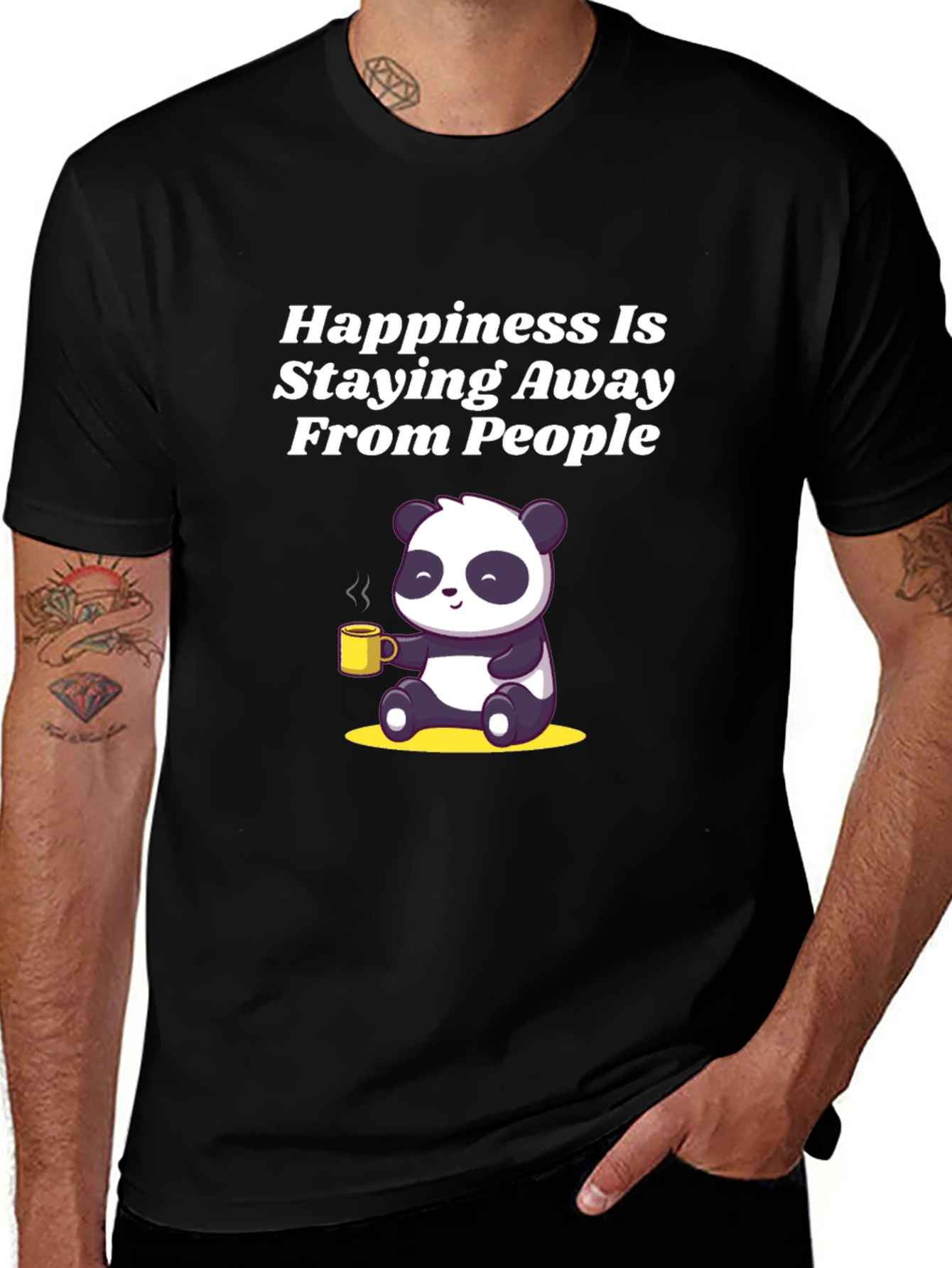 Variant 17 of Happiness Panda T-Shirt - Introvert Tee