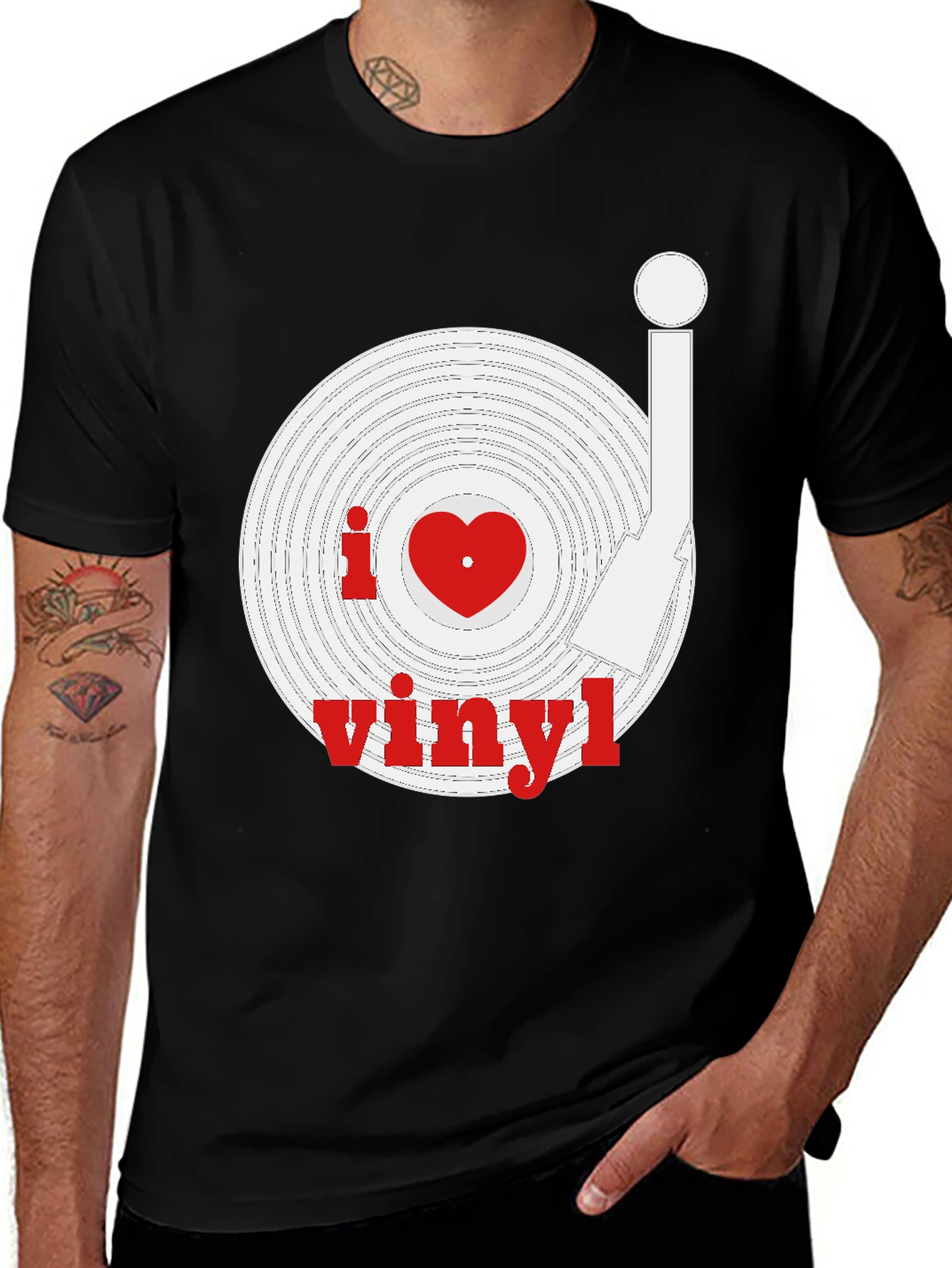 Variant 2 of I Heart Vinyl Record Black T-Shirt