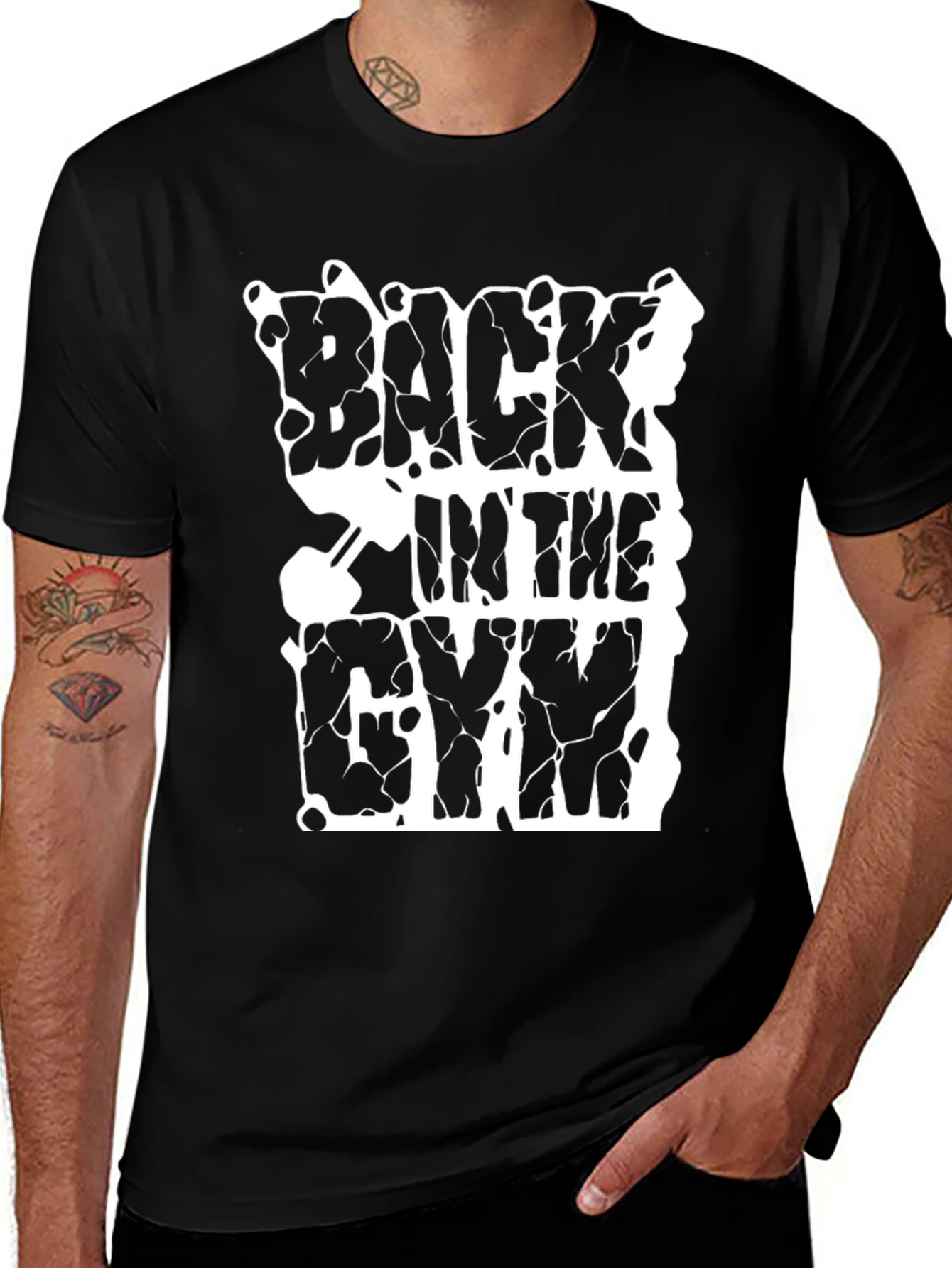 Variant 9 of Back In The Gym Black T-Shirt Workout Graphic