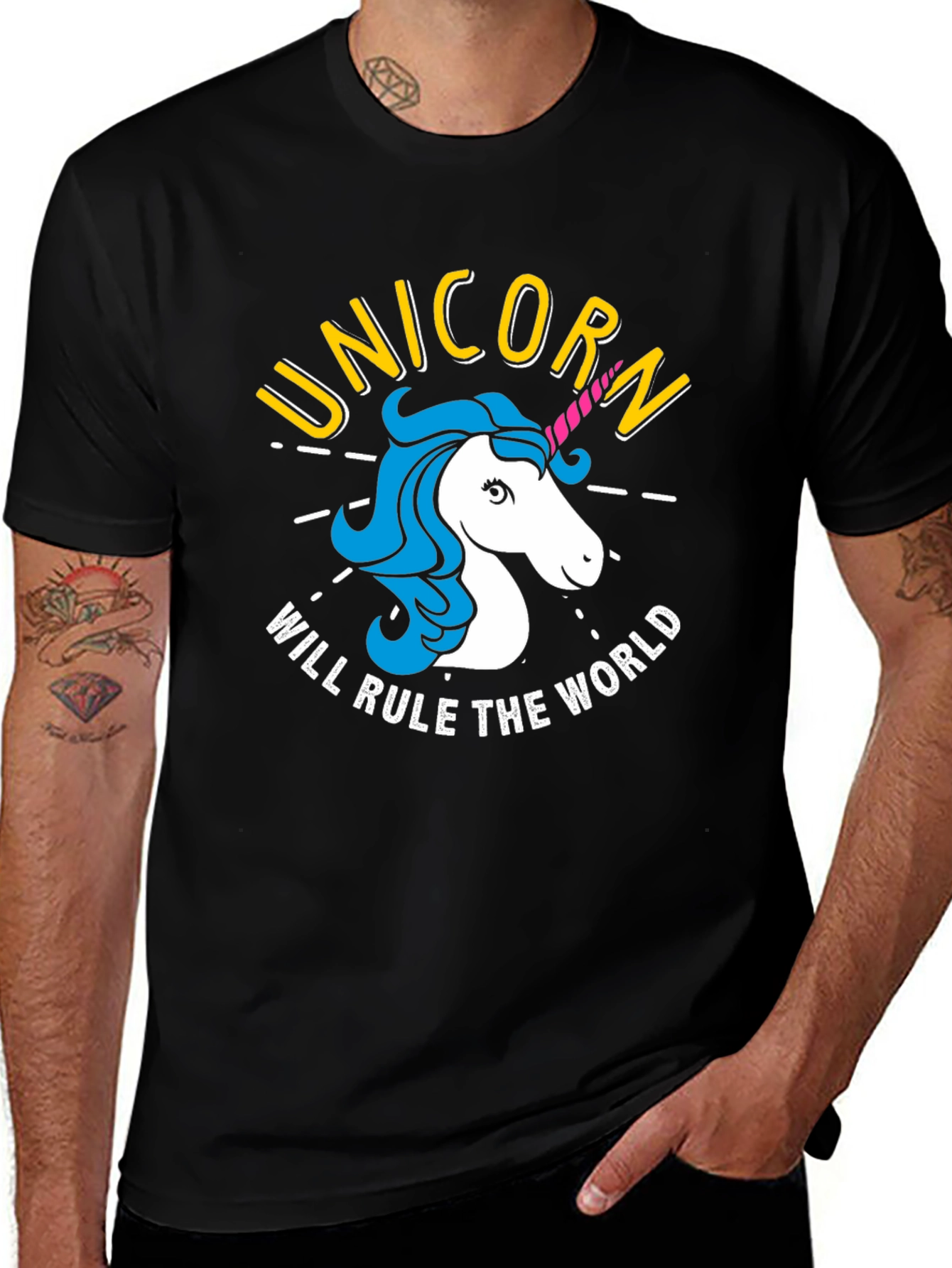 Variant 14 of Unicorn Rule the World T-Shirt - Black