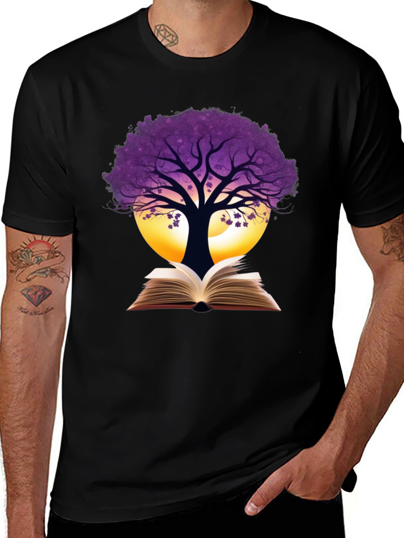 Variant 13 of Book Tree Graphic Tee - Nature Reader Shirt