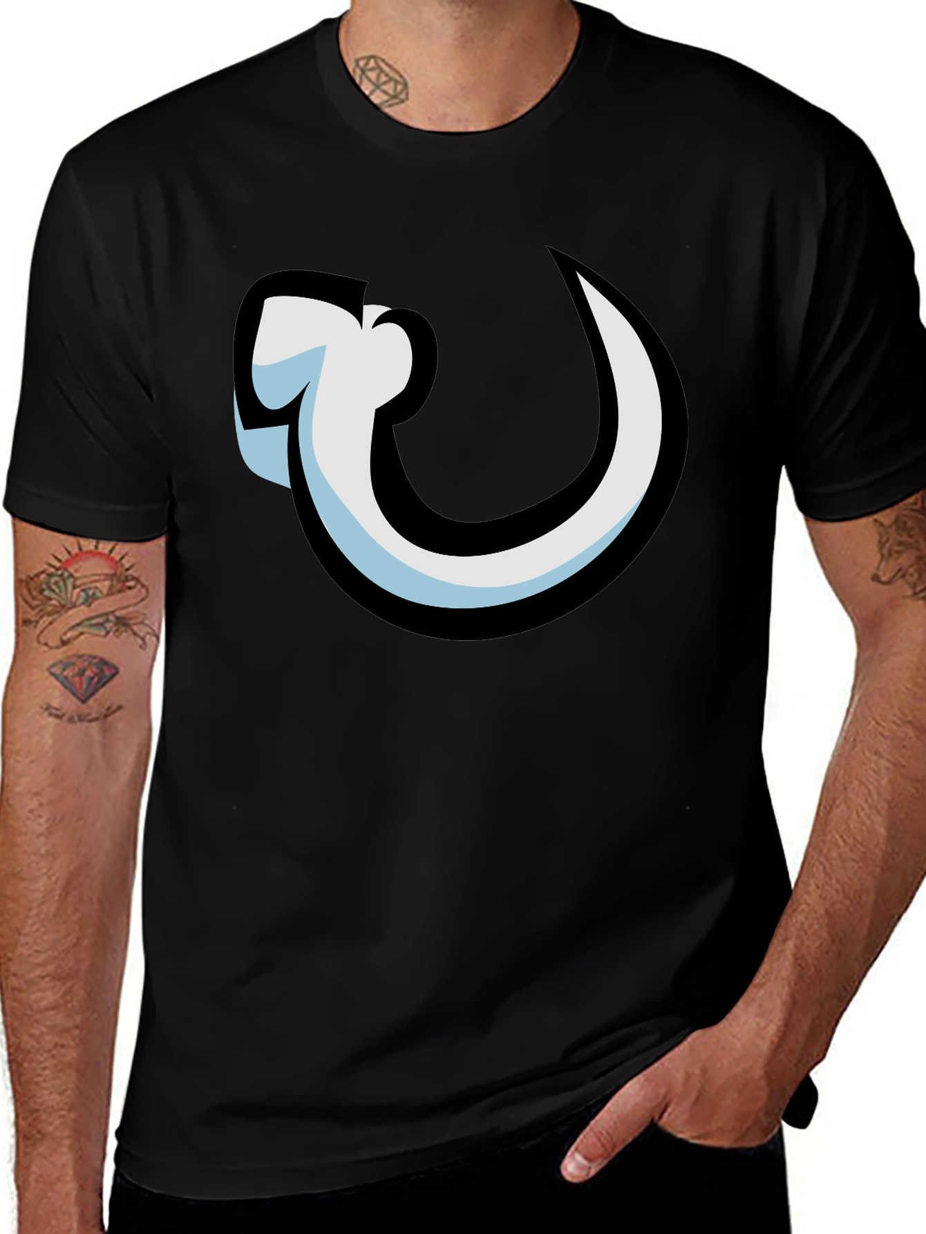 Variant 3 of Black T-Shirt with Hook Graphic