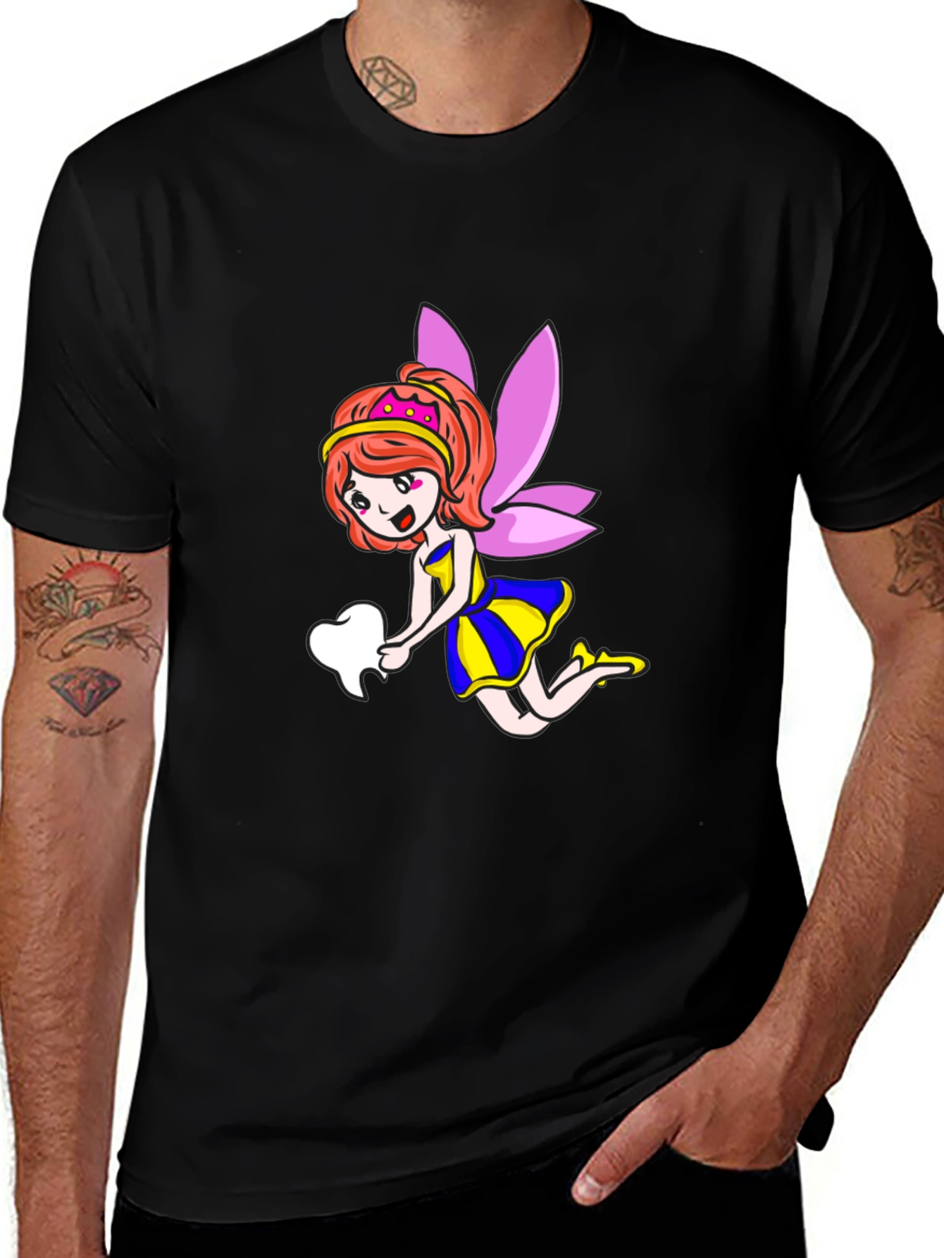 Variant 23 of Tooth Fairy Graphic Tee - Black Cotton T-Shirt
