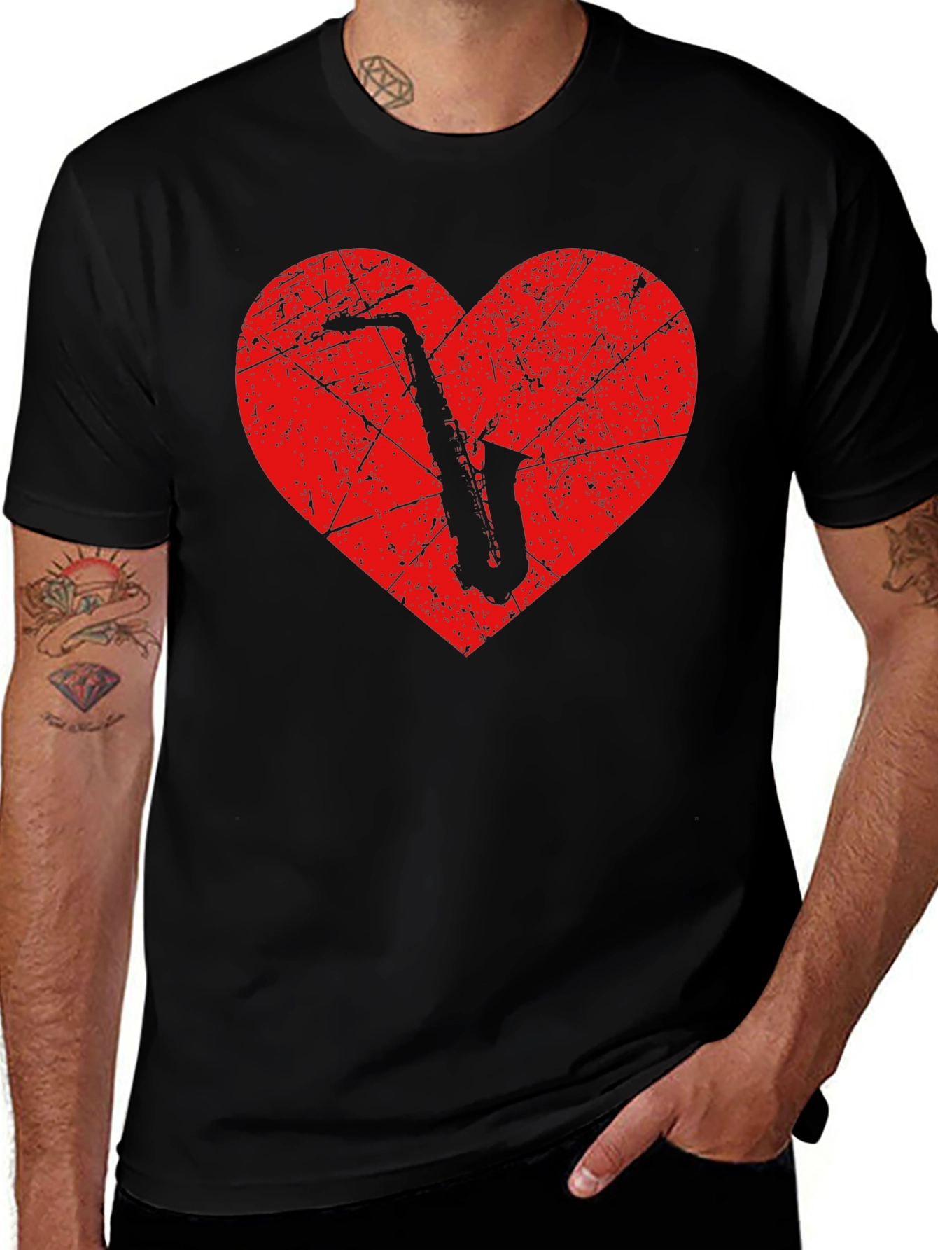 Variant 21 of Saxophone Heart Graphic T-Shirt - Music Lover Tee