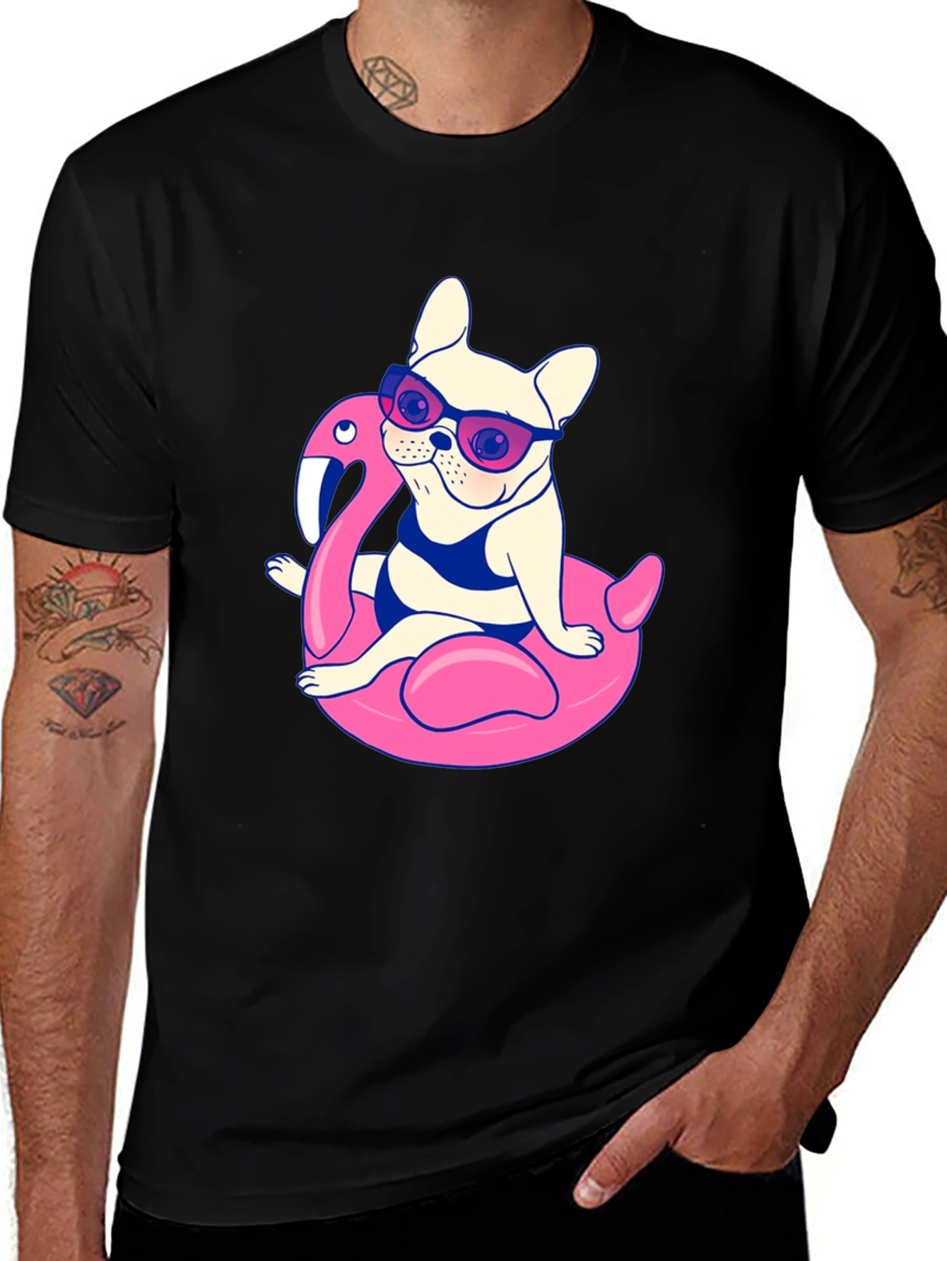 Variant 27 of Cool Dog on Flamingo Float T-Shirt