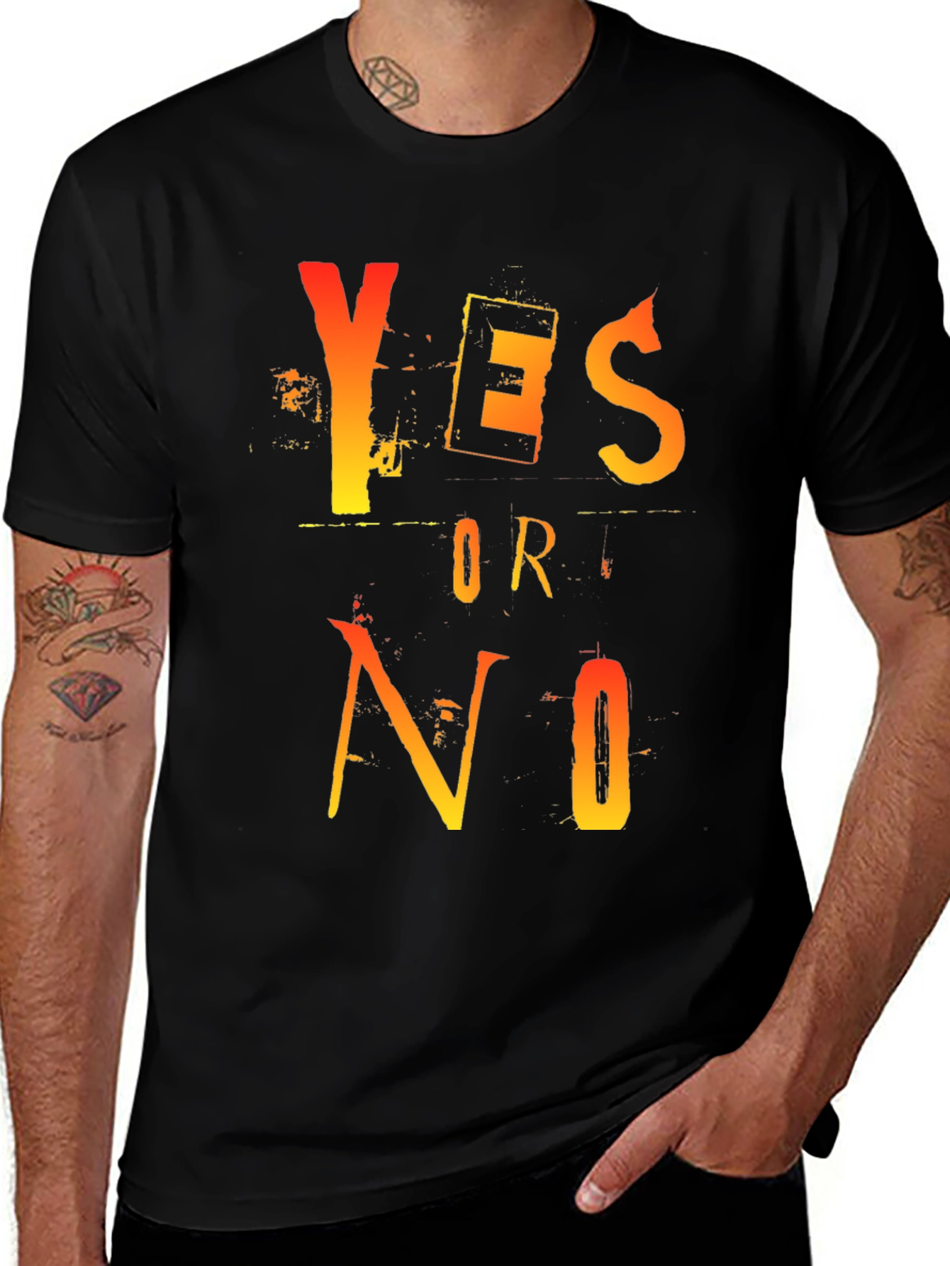 Yes or No Graphic Tee - Casual Black T-Shirt