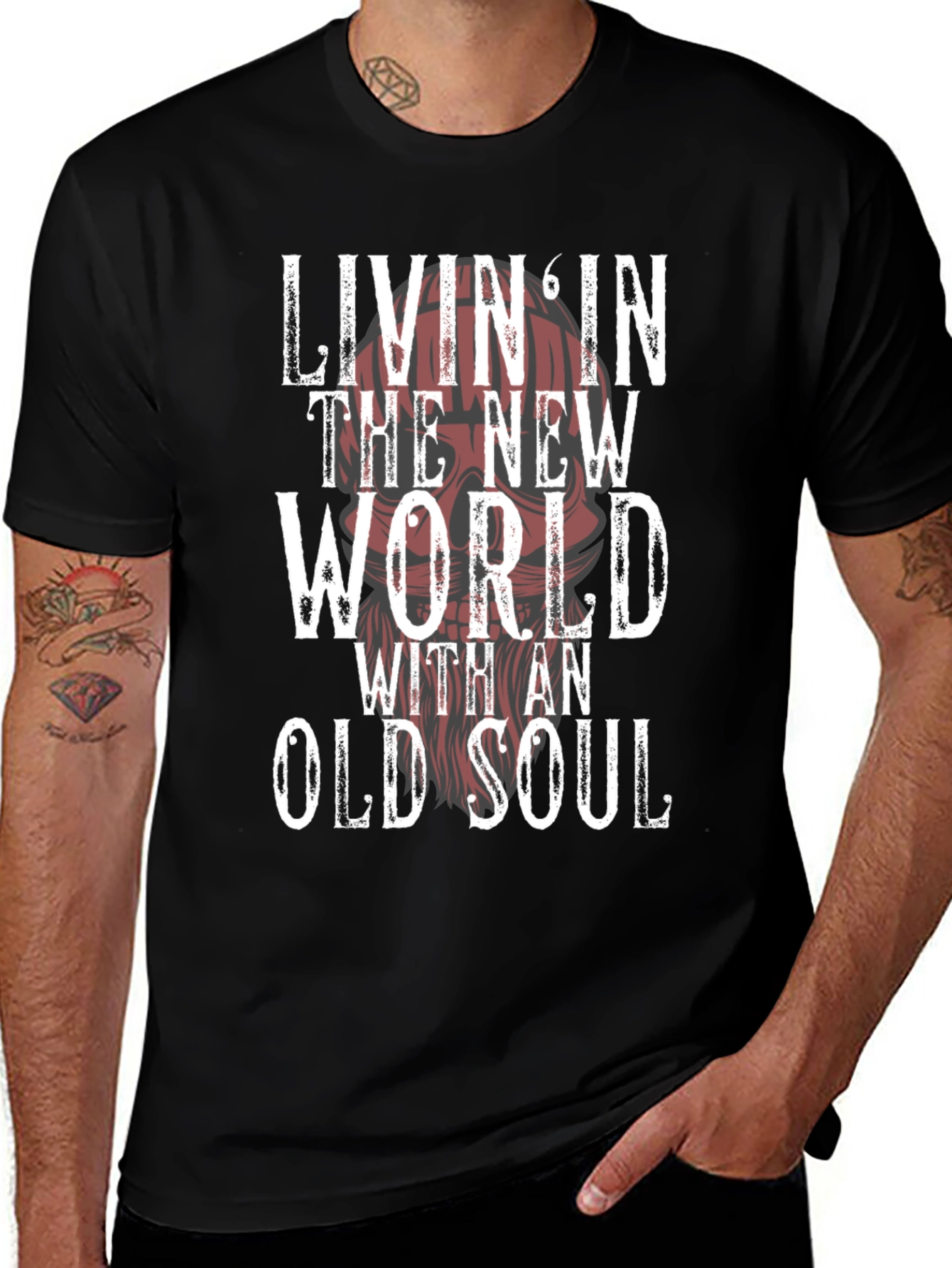 Variant 25 of Old Soul Graphic Tee - Men's Short Sleeve Black Shirt