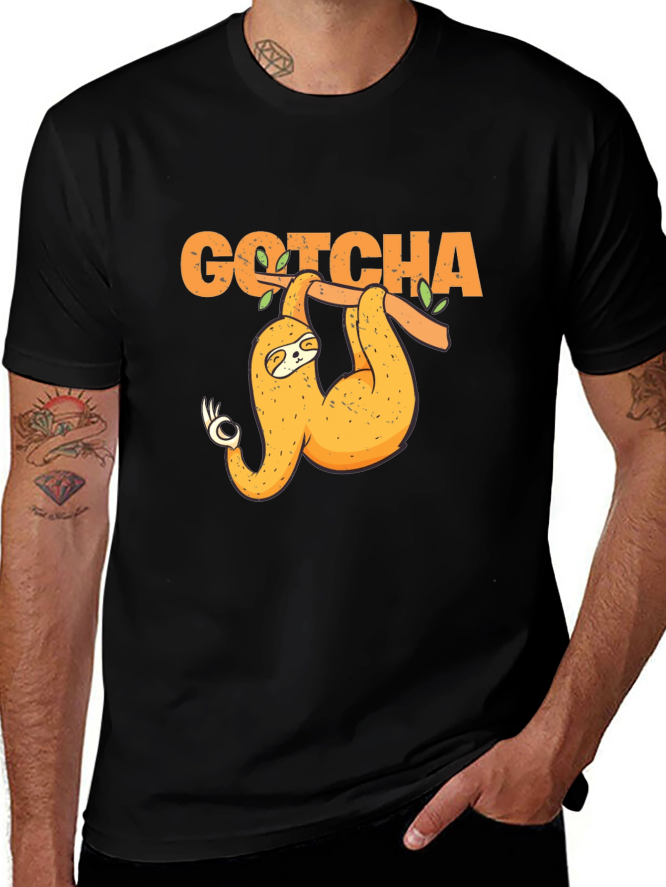 Variant 21 of Gotcha Sloth T-Shirt - Funny Ok Sign