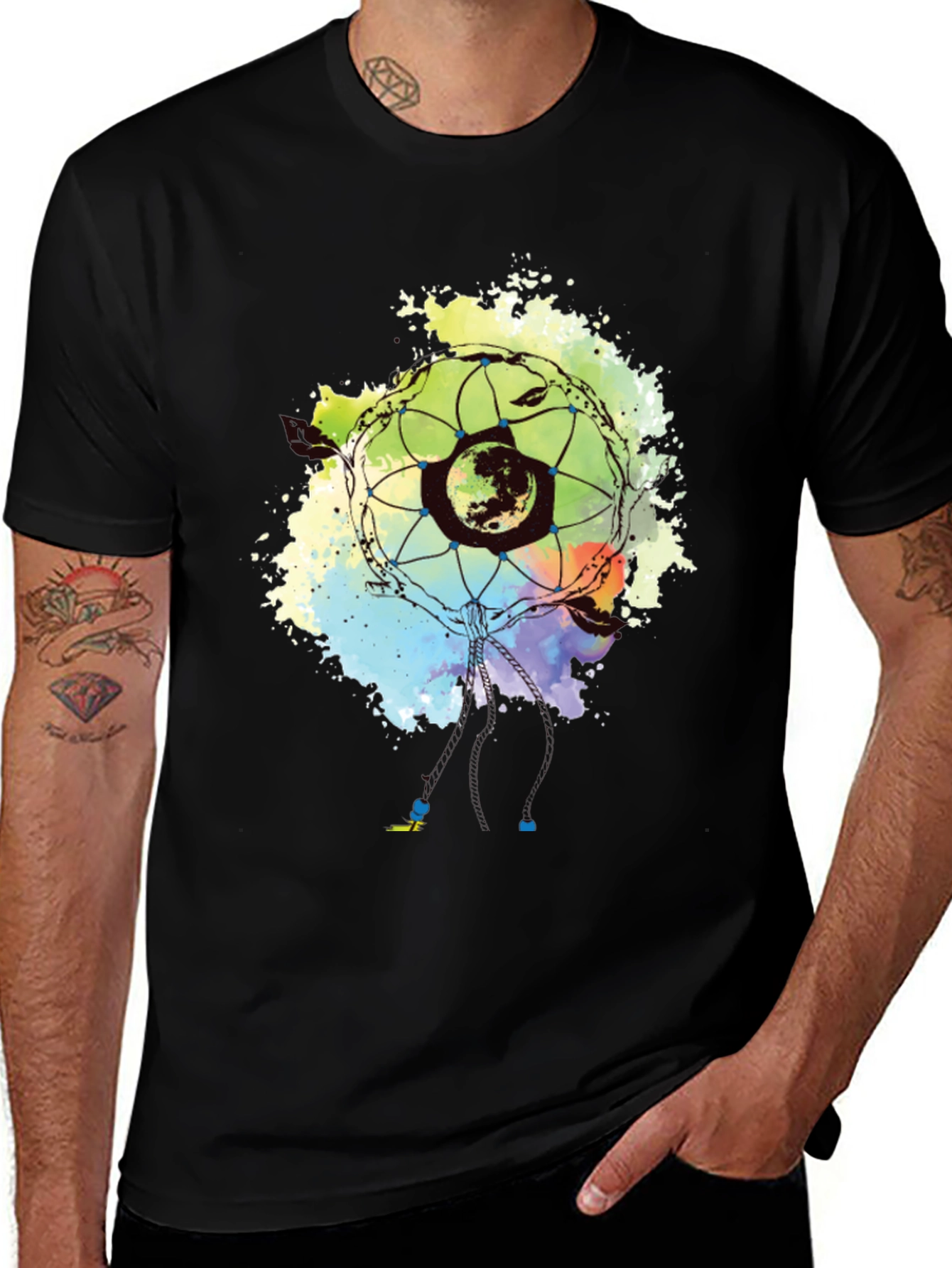 Variant 24 of Dreamcatcher Splash Graphic Black T-Shirt