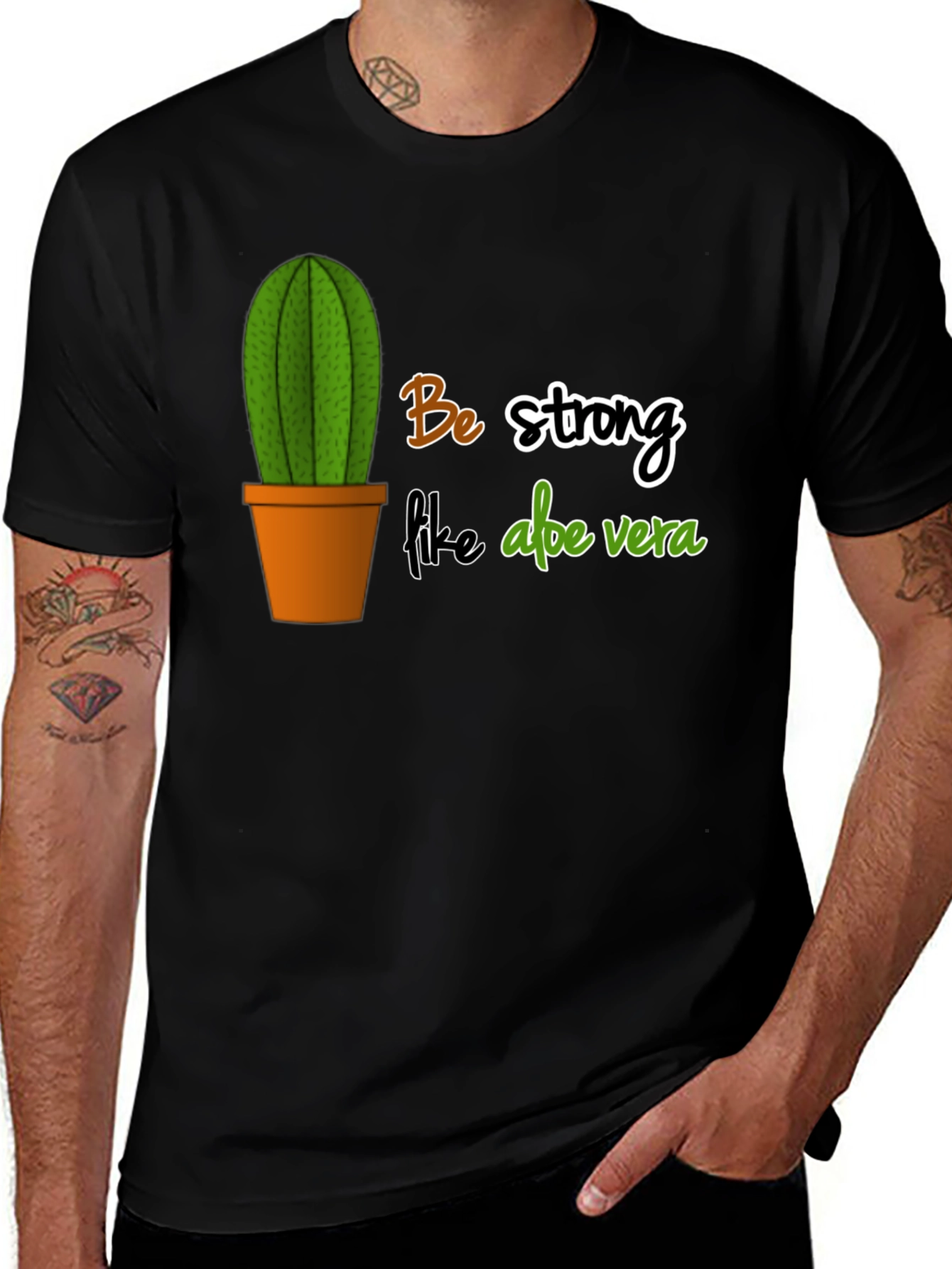 Variant 18 of Be Strong Like Aloe Vera Black T-Shirt