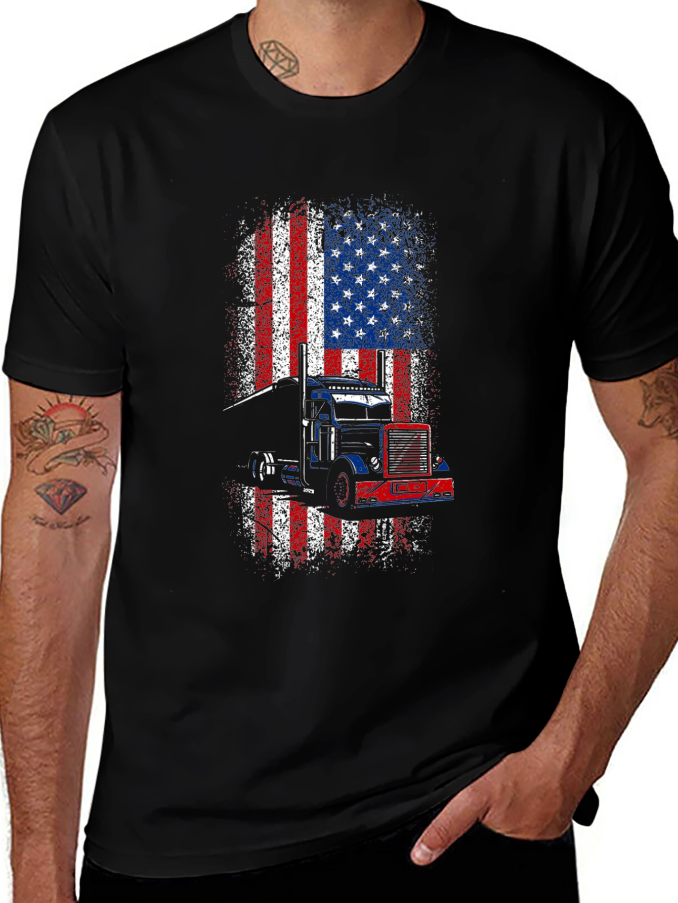 Variant 7 of American Flag Trucker Tee - Patriotic Design