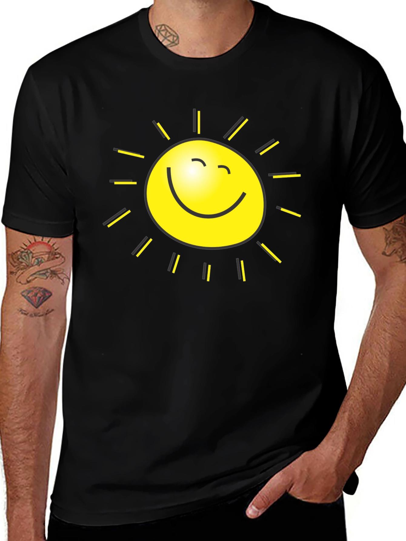 Variant 27 of Happy Sun Graphic Tee - Black Cotton T-Shirt