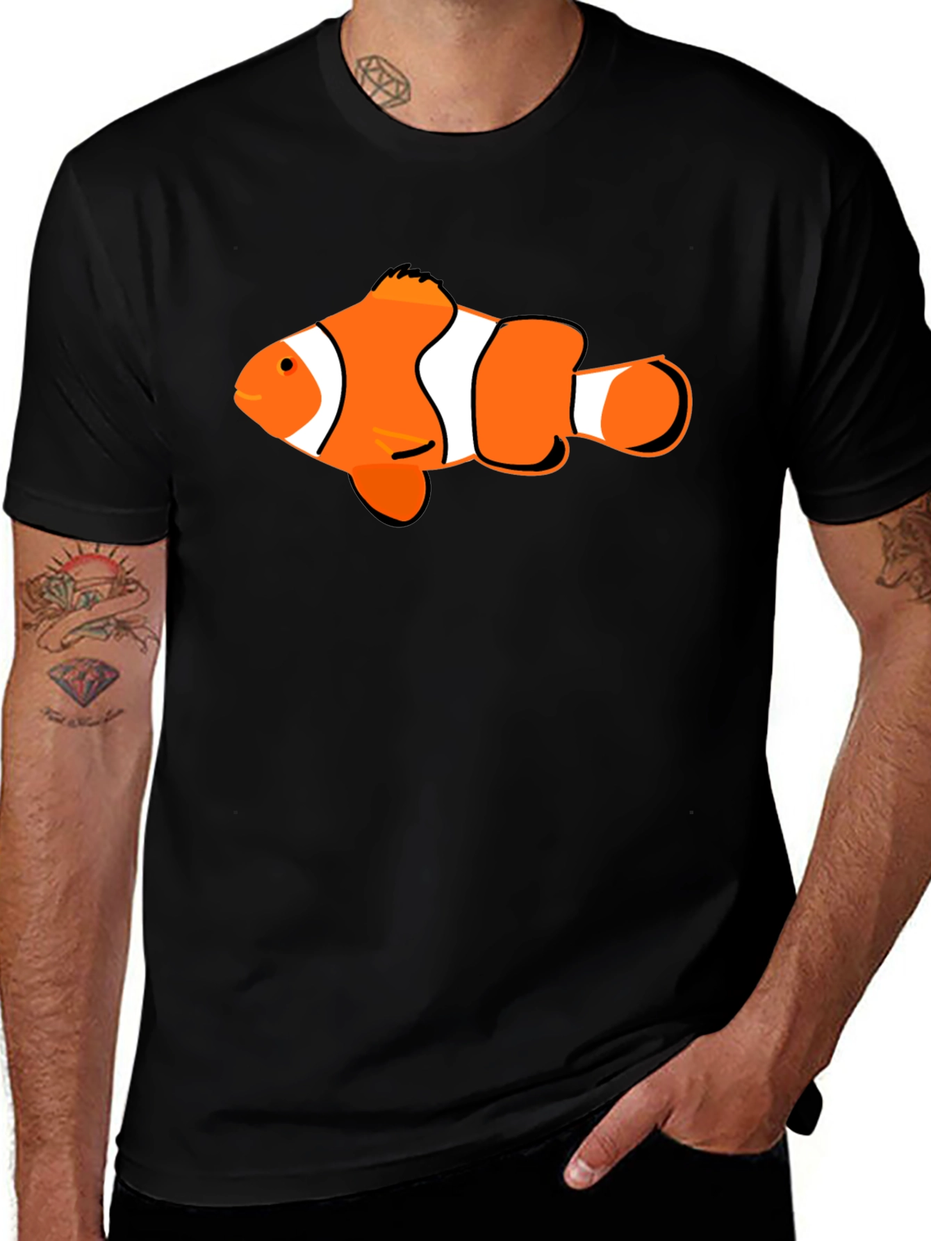 Variant 3 of Clown Fish Graphic T-Shirt - Black Cotton Blend