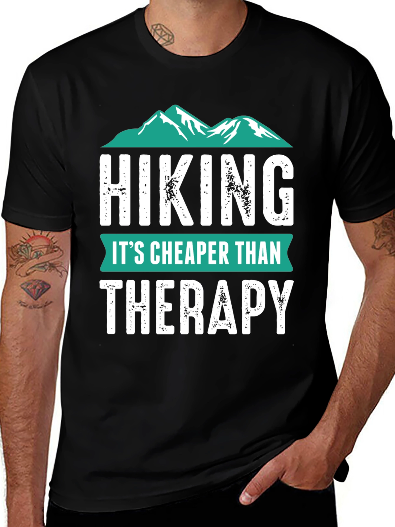 Variant 20 of Hiking Cheaper Than Therapy Graphic Tee