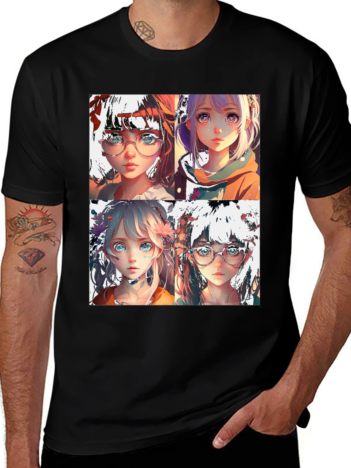 Variant 2 of Anime Girl Collage Graphic Tee