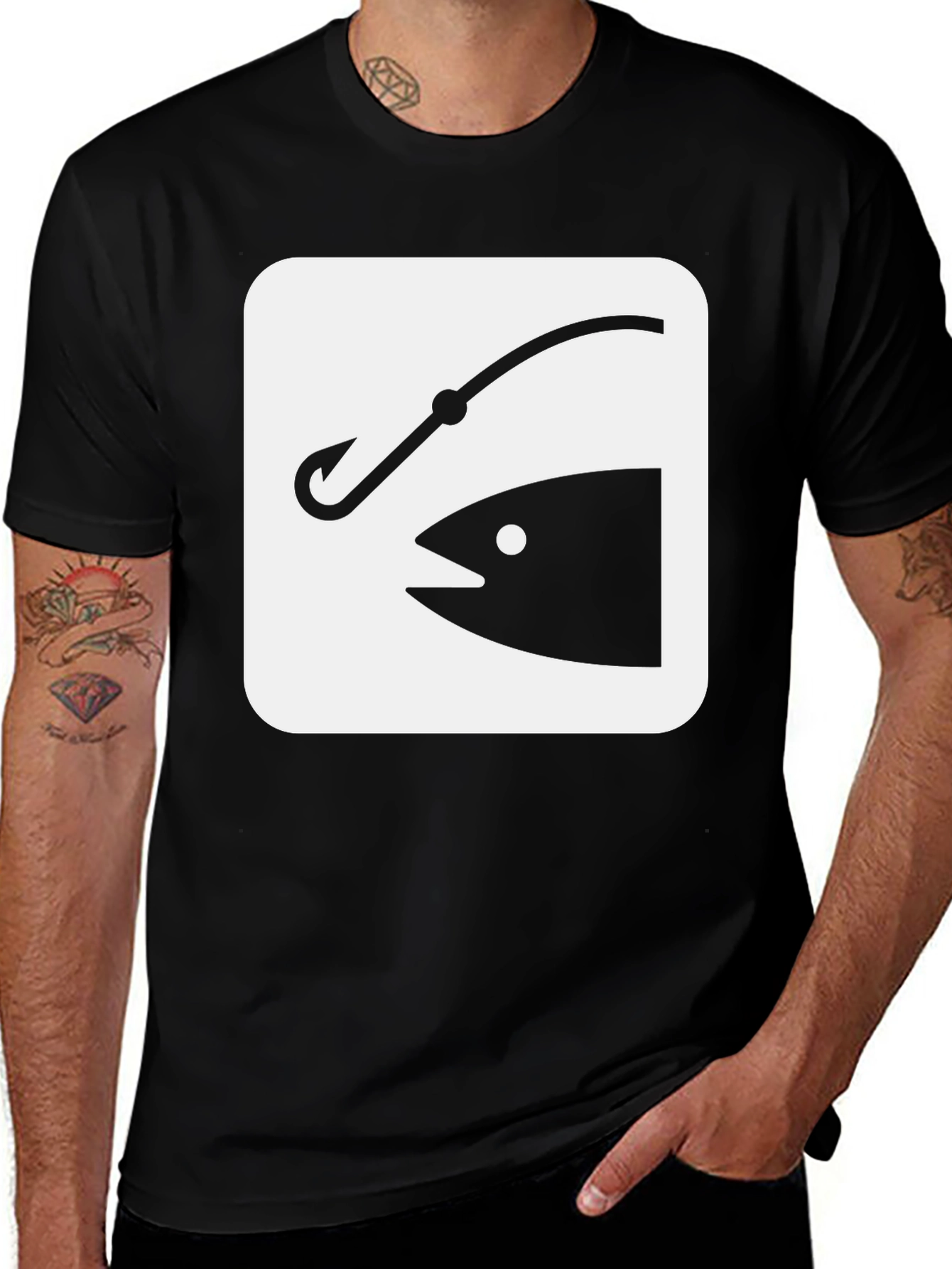 Variant 5 of Fishing Hook & Fish Graphic T-Shirt