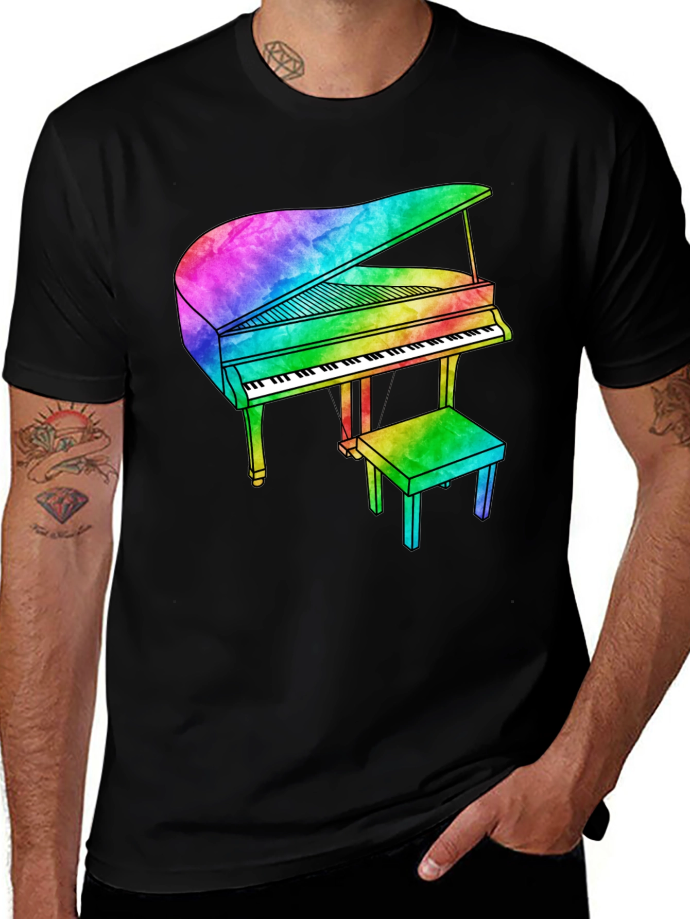 Variant 8 of Rainbow Piano Graphic Tee - Stylish Music Lover T-Shirt