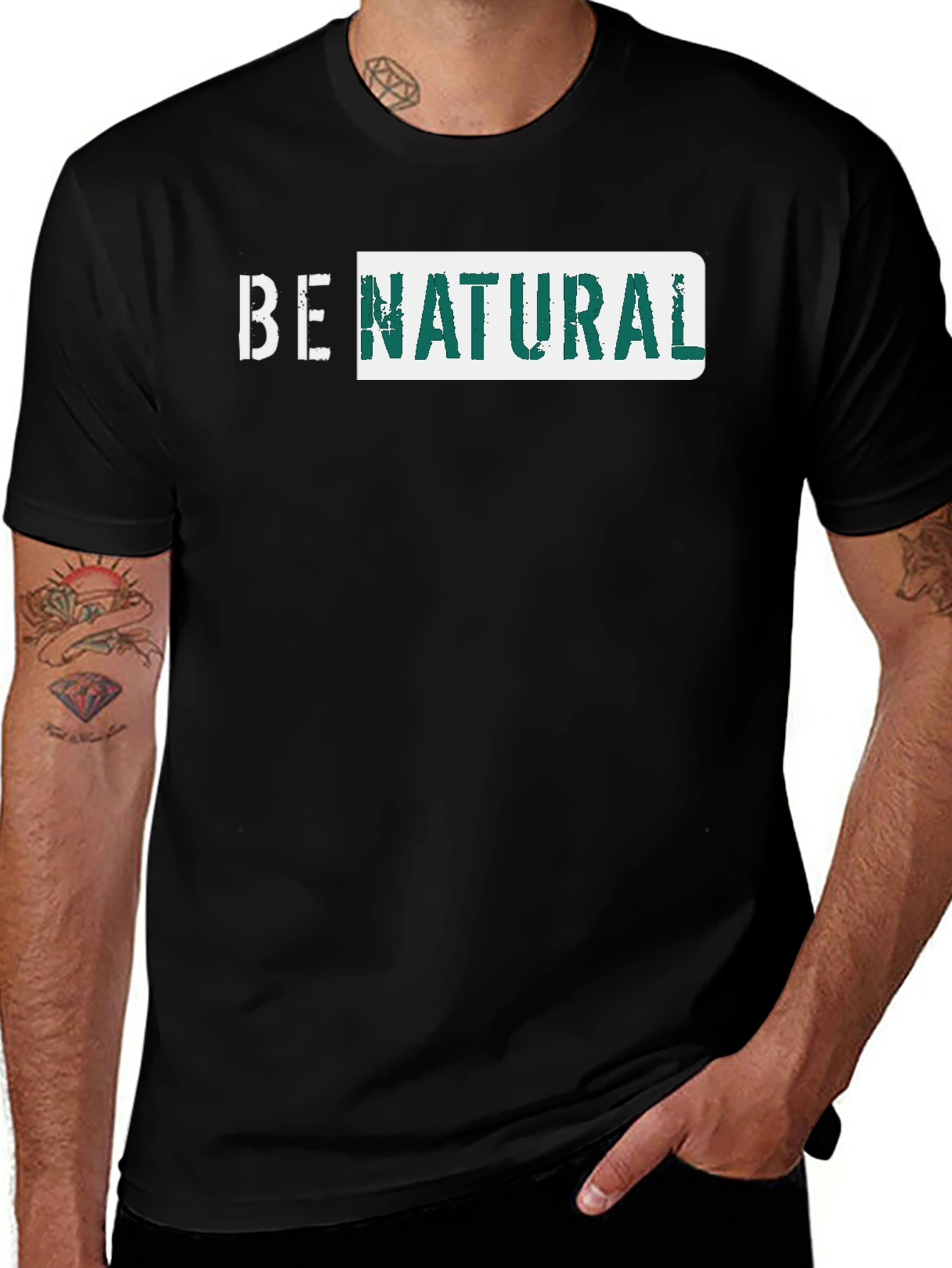Variant 2 of Be Natural Graphic Tee - Black Cotton T-Shirt
