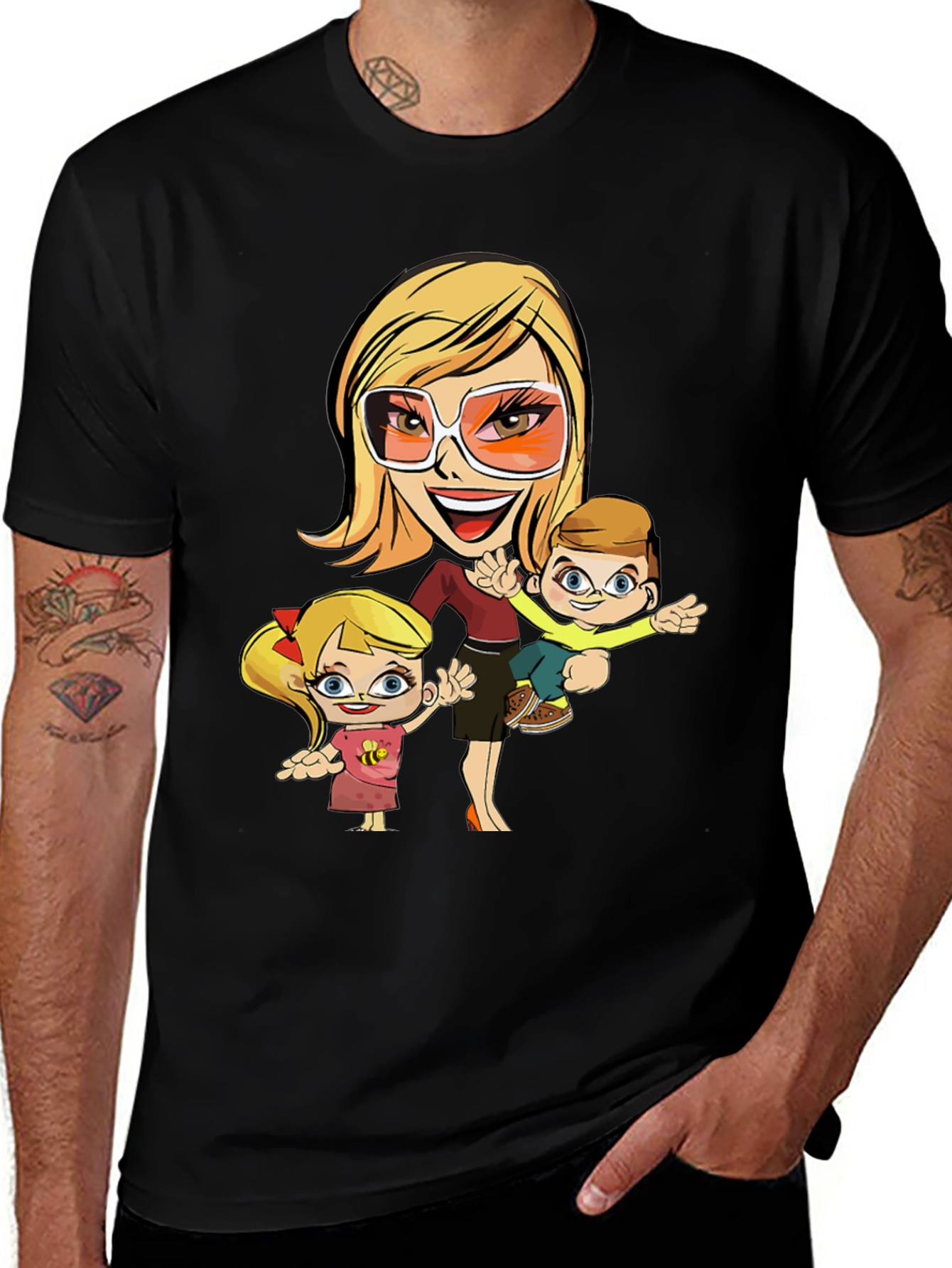 Variant 14 of Cartoon Mom and Kids Graphic T-Shirt