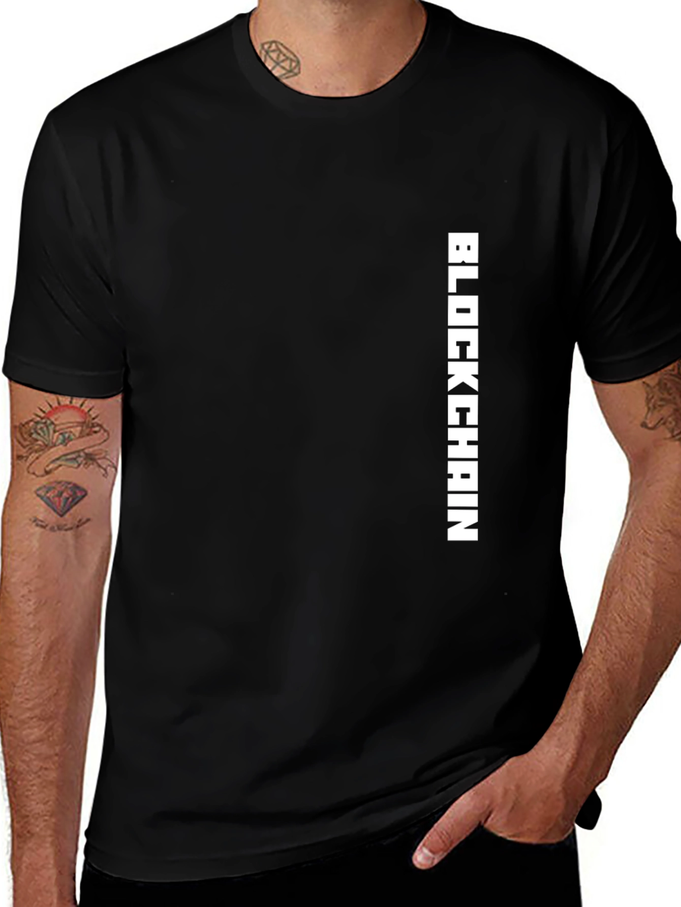 Variant 11 of Black Blockchain T-Shirt: Modern Crypto Style