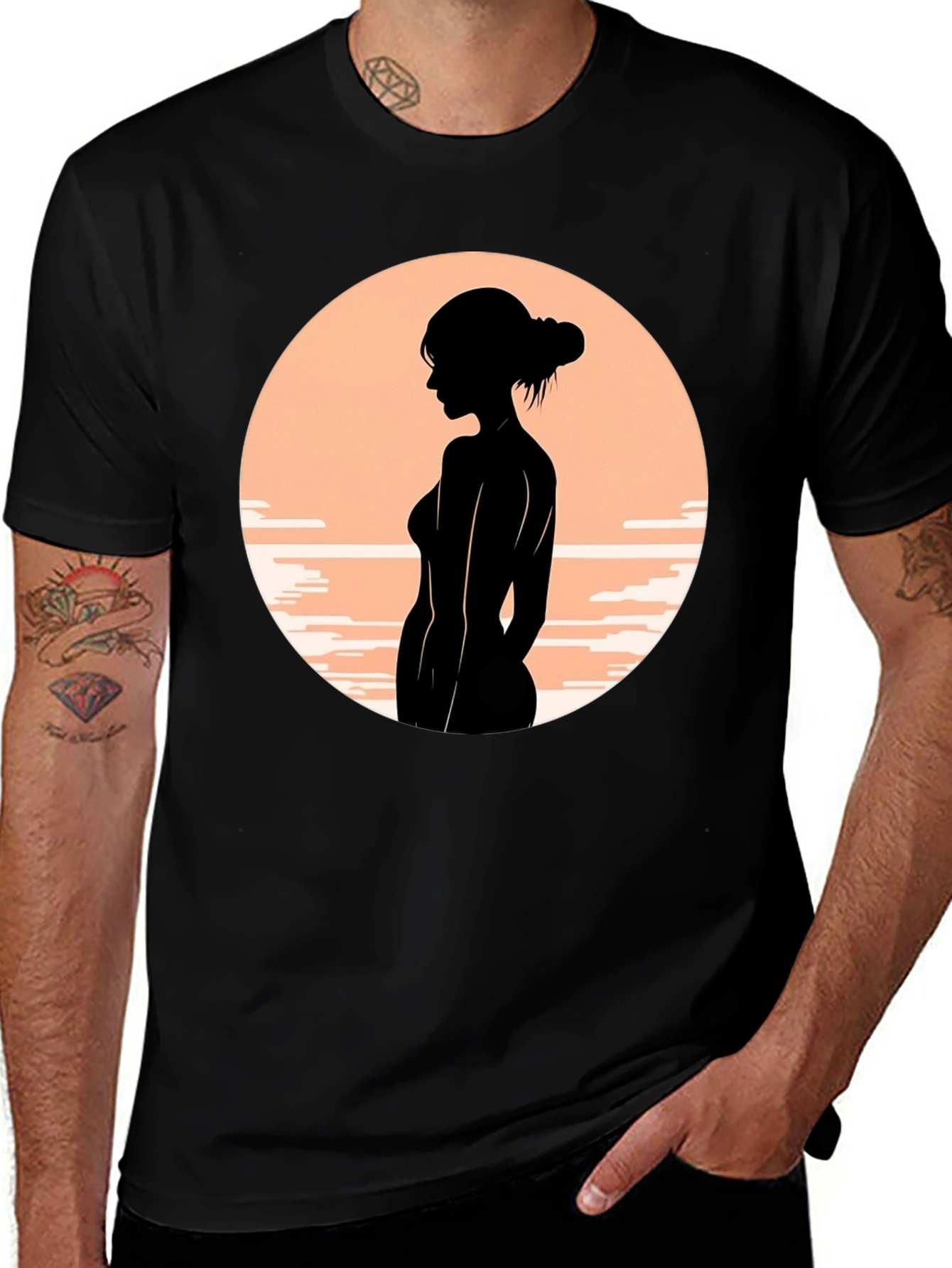 Variant 4 of Silhouette Woman Graphic Tee - Stylish Black T-Shirt