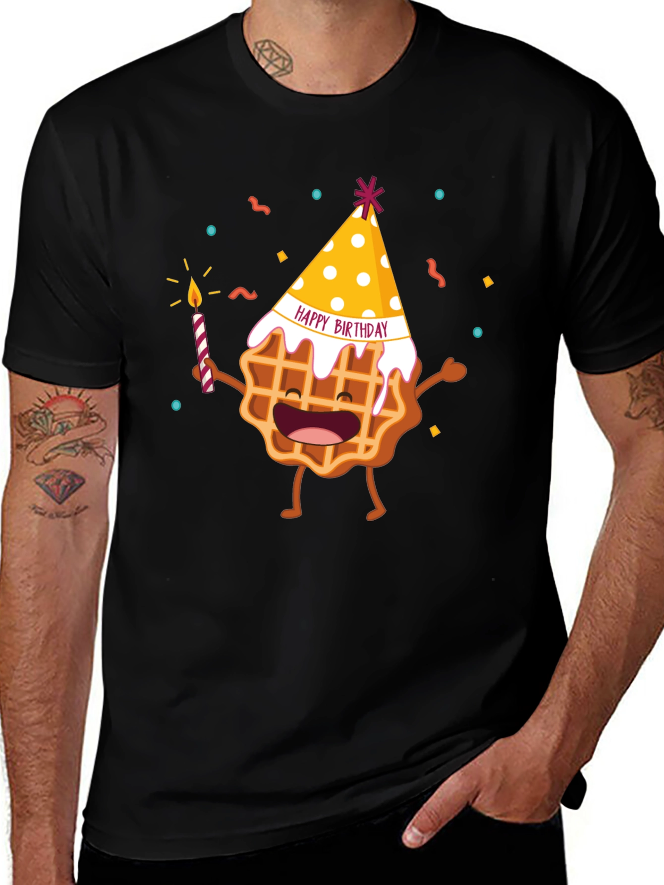Variant 13 of Waffle Birthday Graphic Tee - Fun Party T-Shirt