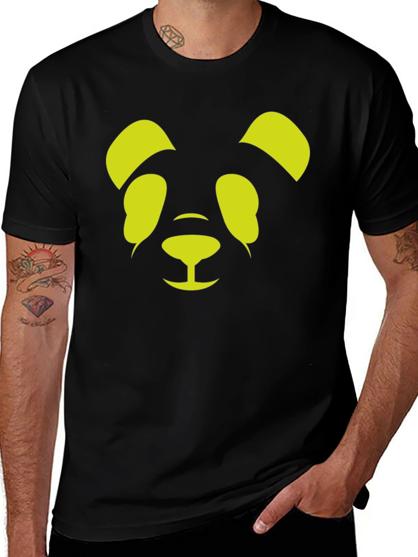 Variant 8 of Cool Panda Graphic Tee - Black Cotton Blend T-Shirt