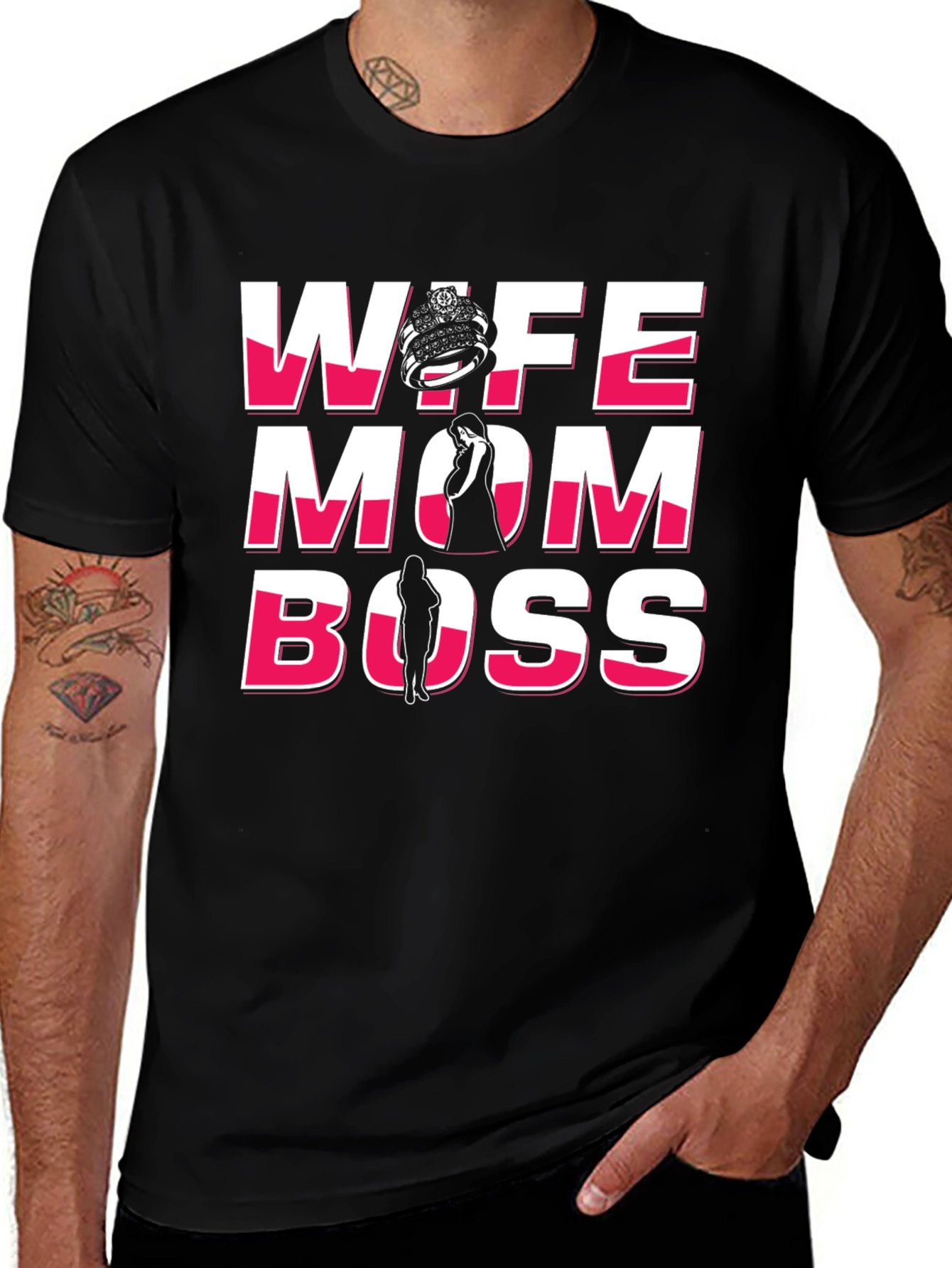 Variant 7 of Wife Mom Boss Graphic T-Shirt