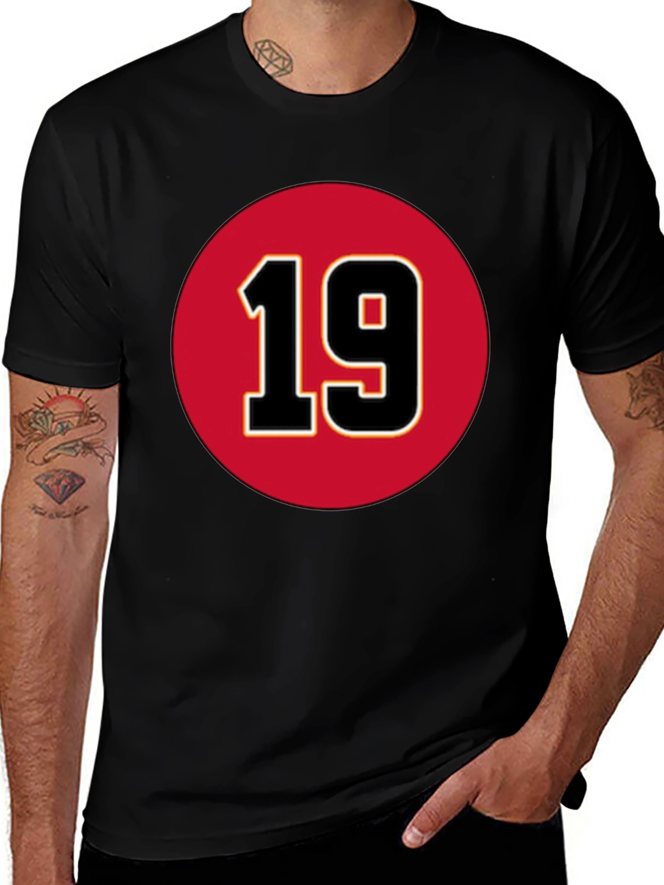 Variant 30 of Number 19 Graphic Tee - Bold Red Circle Design