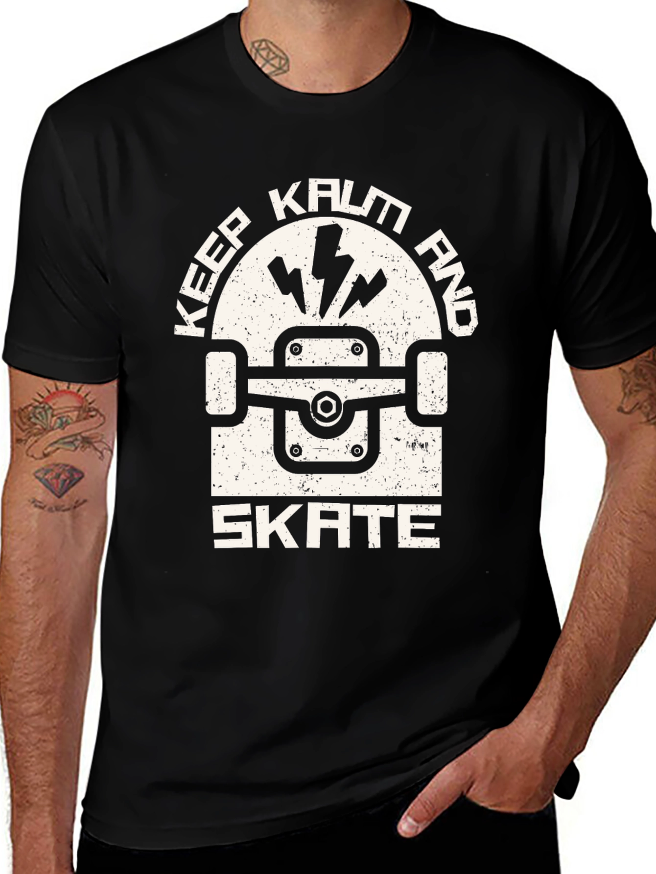 Variant 21 of Keep Kalm and Skate Black T-Shirt