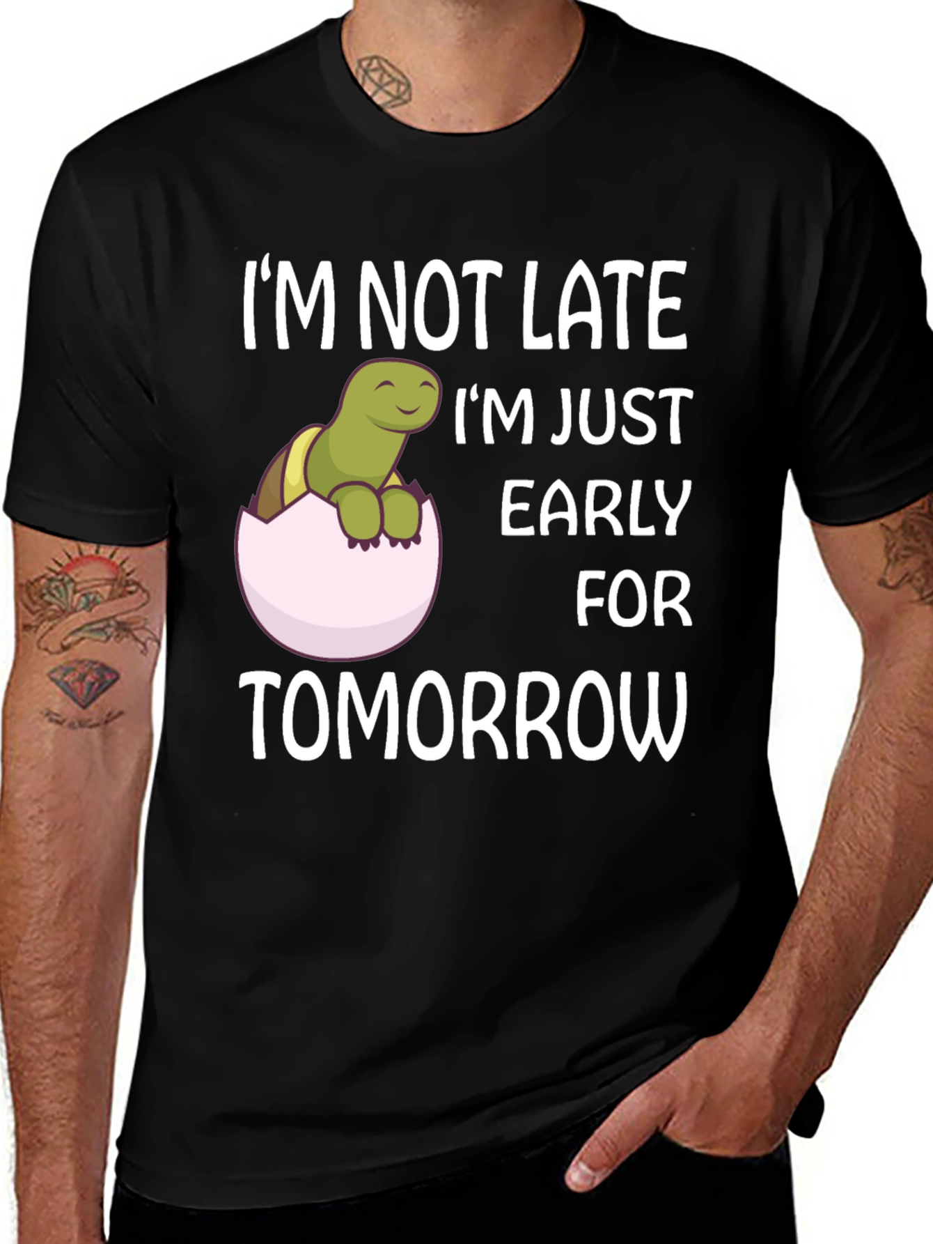 Variant 8 of Funny Turtle "Early for Tomorrow" Graphic T-Shirt